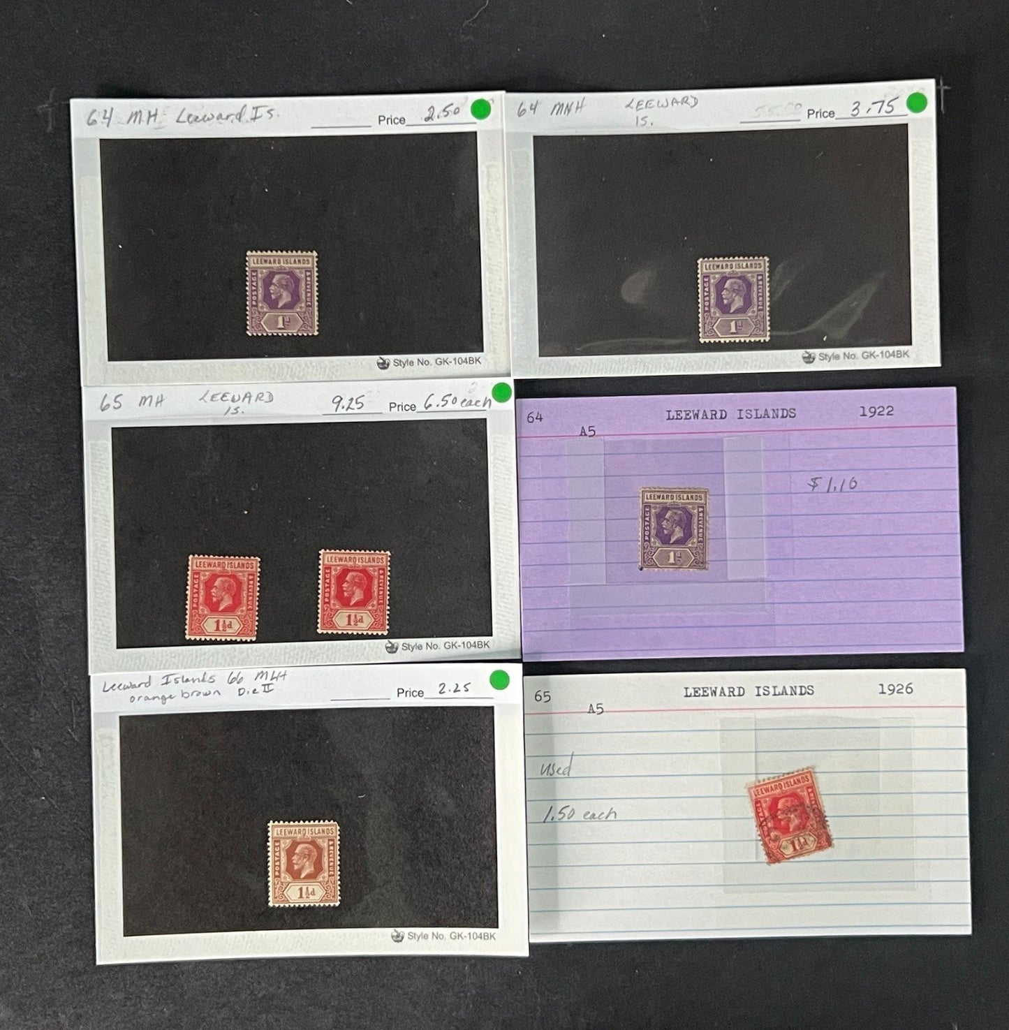 Leeward Islands Stamp Collection Dealer Cards Mint/Used Mix $809 CV ZAYIX