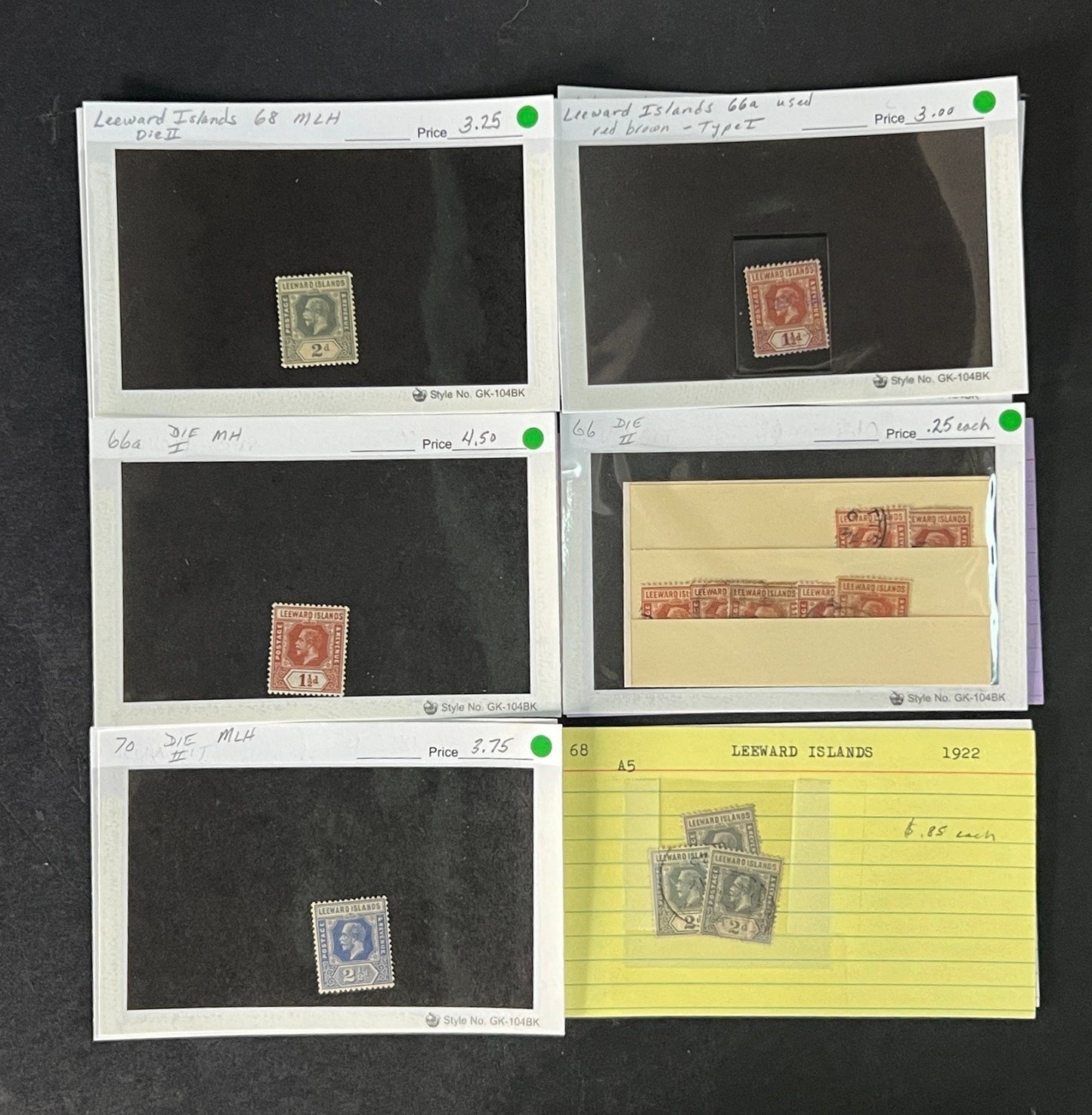 Leeward Islands Stamp Collection Dealer Cards Mint/Used Mix $809 CV ZAYIX