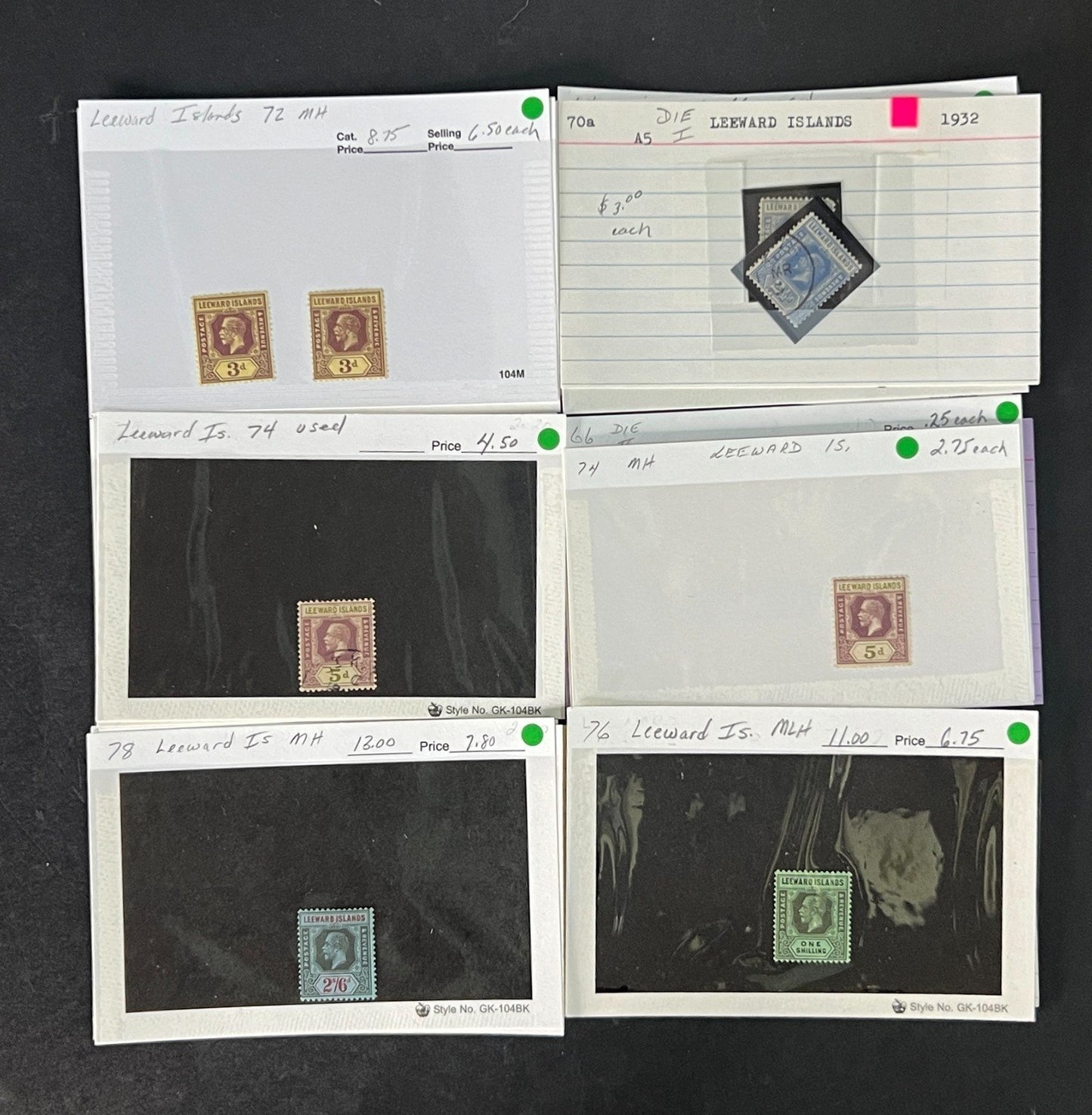 Leeward Islands Stamp Collection Dealer Cards Mint/Used Mix $809 CV ZAYIX