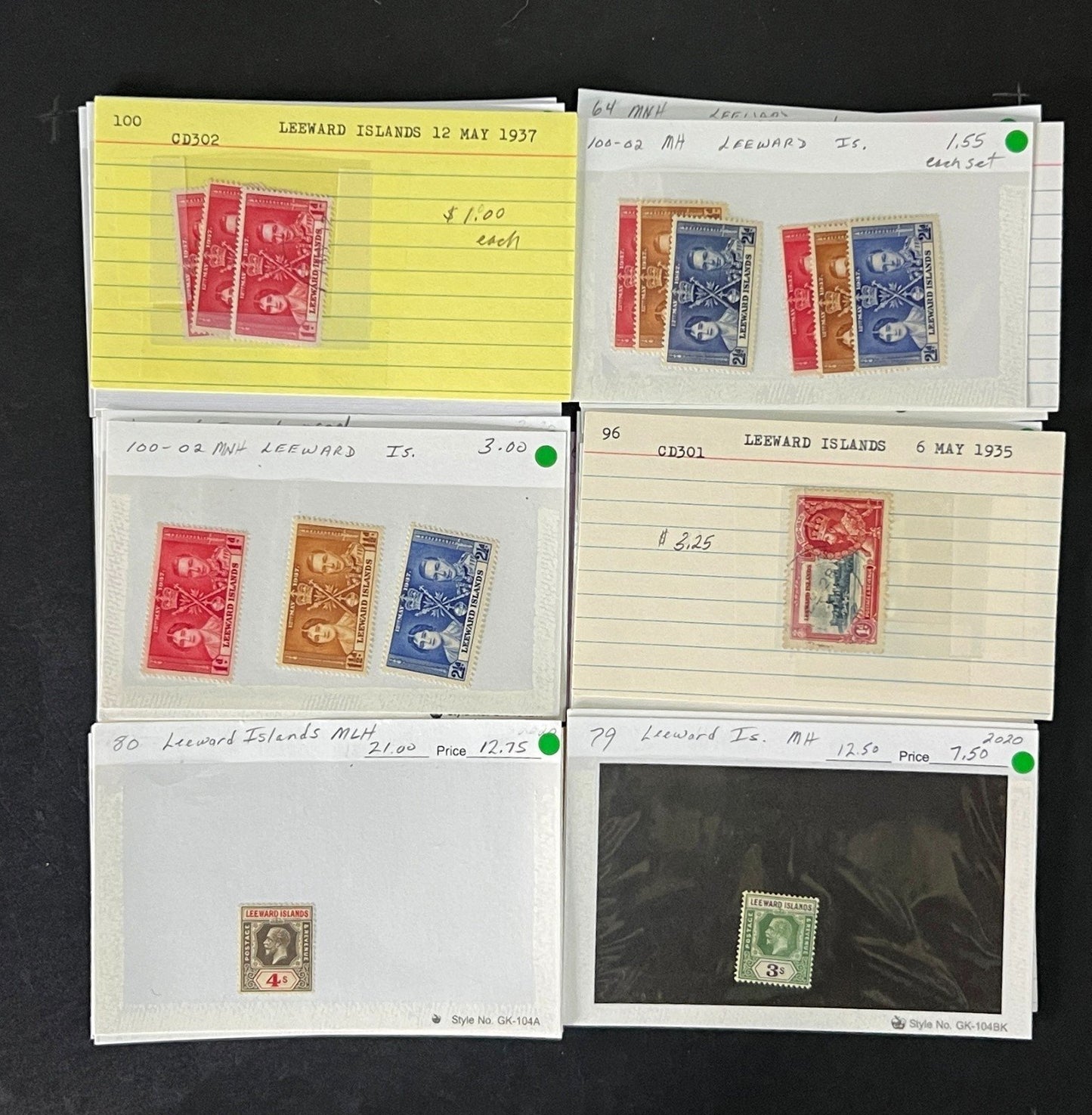 Leeward Islands Stamp Collection Dealer Cards Mint/Used Mix $809 CV ZAYIX