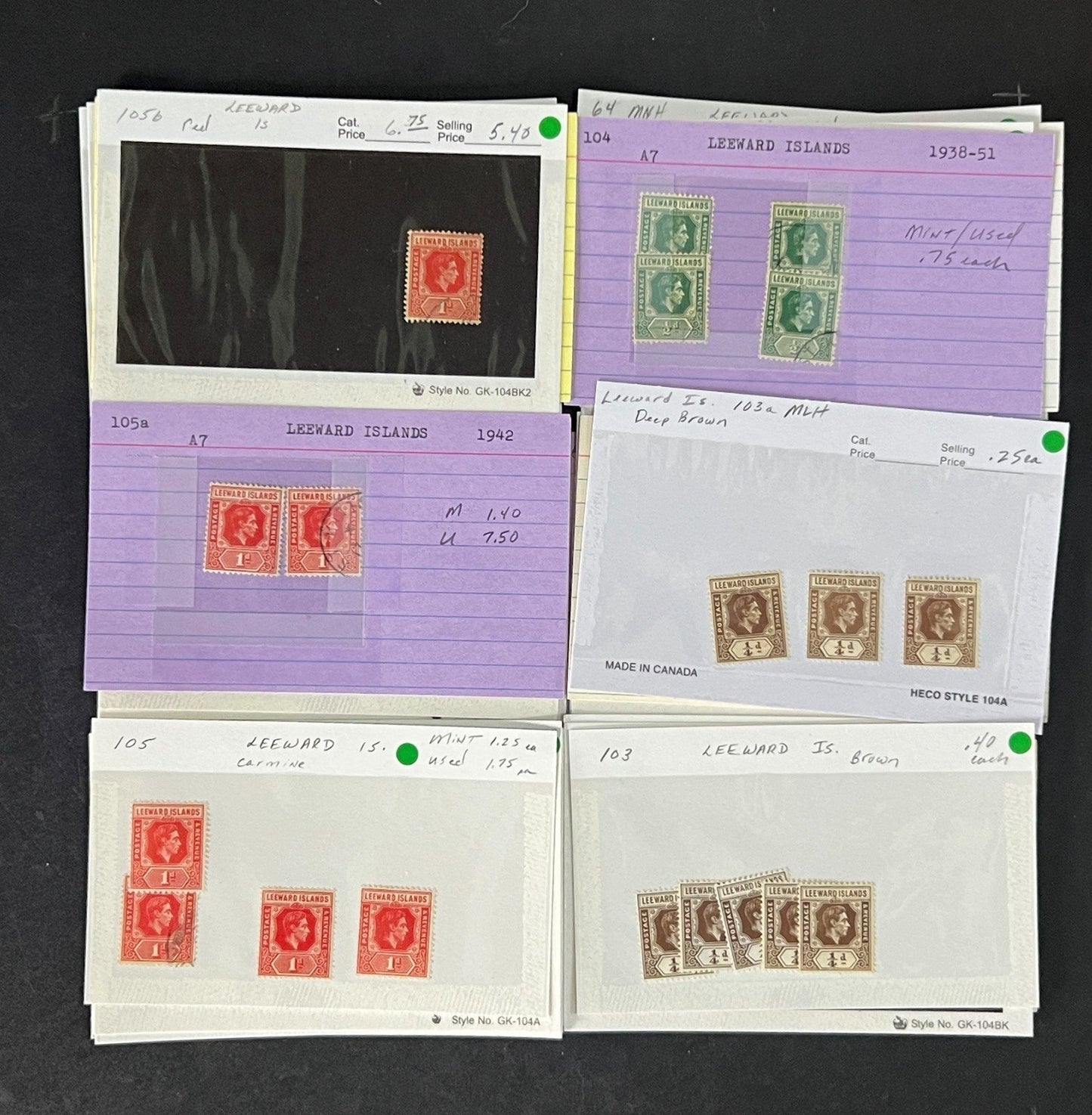 Leeward Islands Stamp Collection Dealer Cards Mint/Used Mix $809 CV ZAYIX