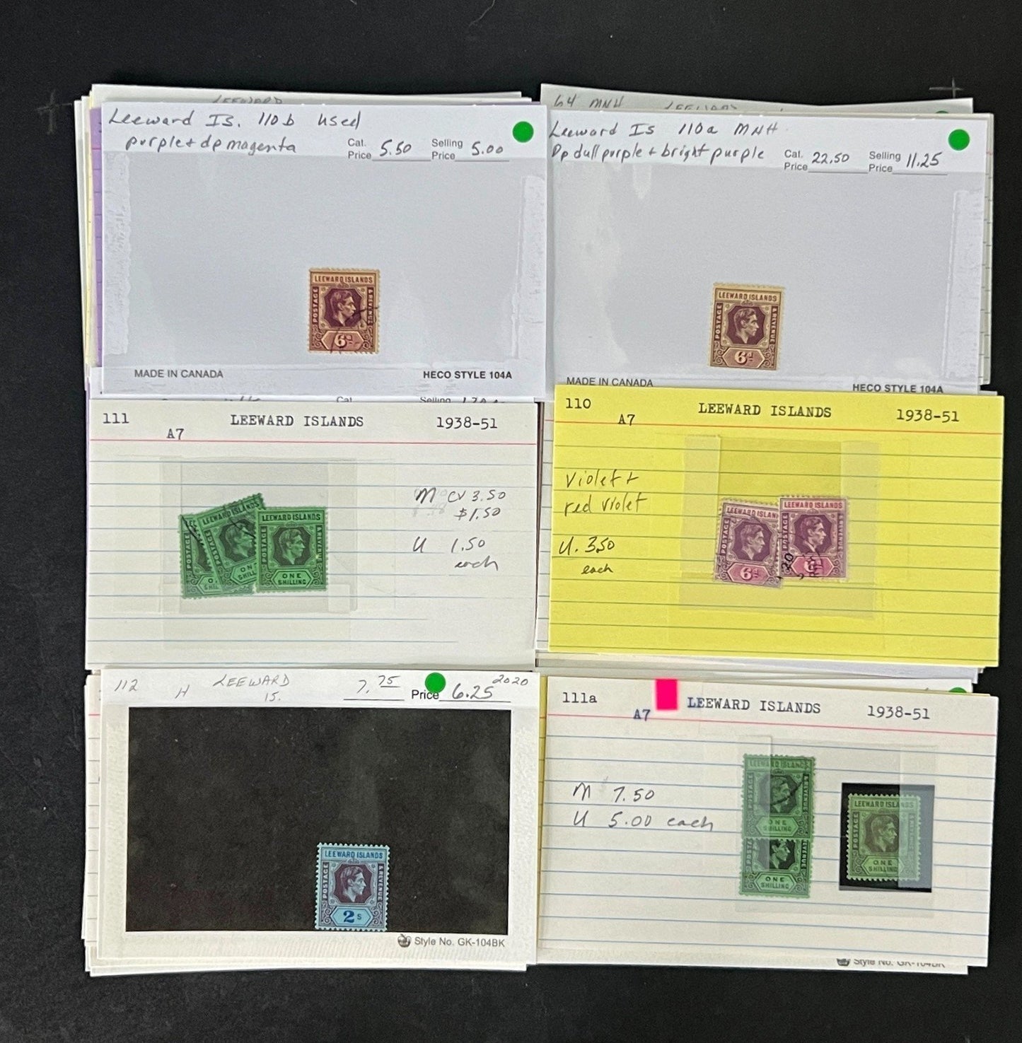 Leeward Islands Stamp Collection Dealer Cards Mint/Used Mix $809 CV ZAYIX
