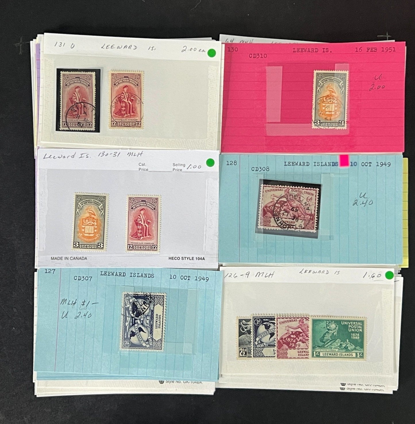 Leeward Islands Stamp Collection Dealer Cards Mint/Used Mix $809 CV ZAYIX