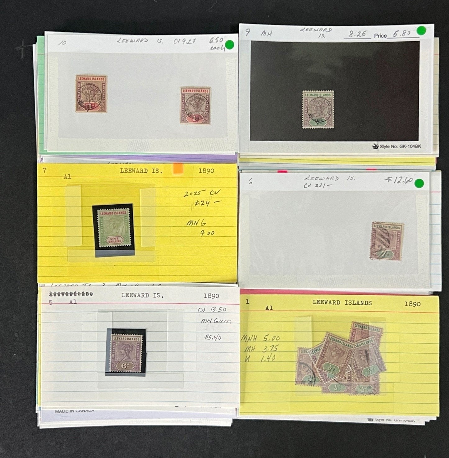 Leeward Islands Stamp Collection Dealer Cards Mint/Used Mix $809 CV ZAYIX