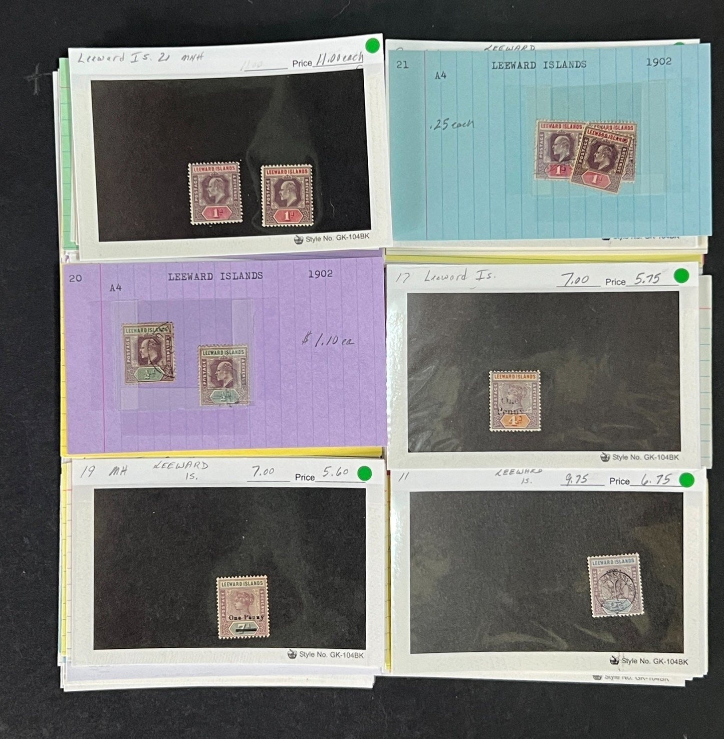 Leeward Islands Stamp Collection Dealer Cards Mint/Used Mix $809 CV ZAYIX