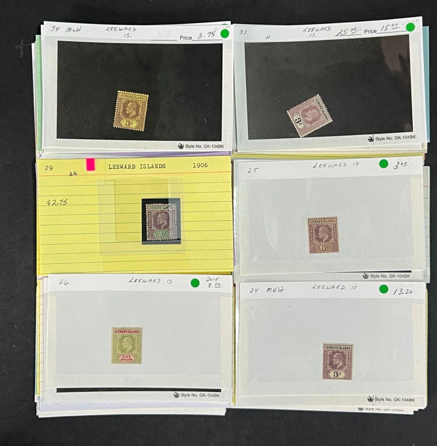 Leeward Islands Stamp Collection Dealer Cards Mint/Used Mix $809 CV ZAYIX