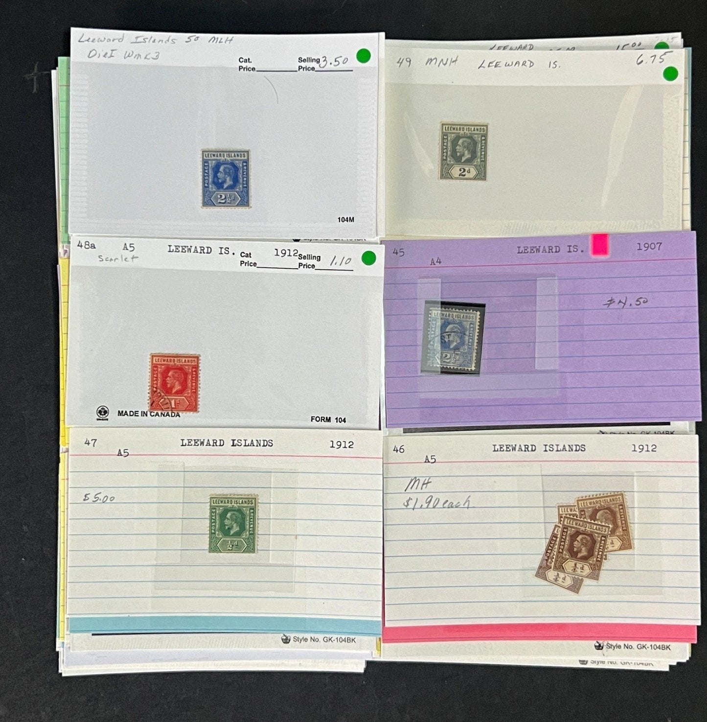Leeward Islands Stamp Collection Dealer Cards Mint/Used Mix $809 CV ZAYIX