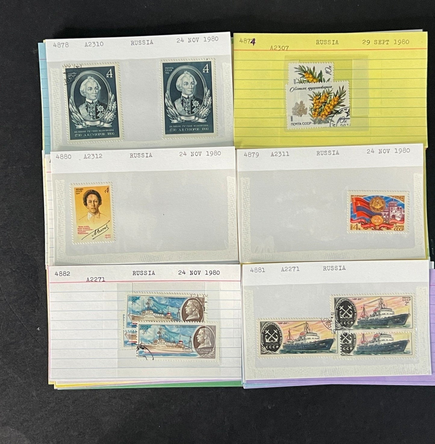 Russia Stamp Collection Dealer Cards Mint/Used Mix $46 CV ZAYIX