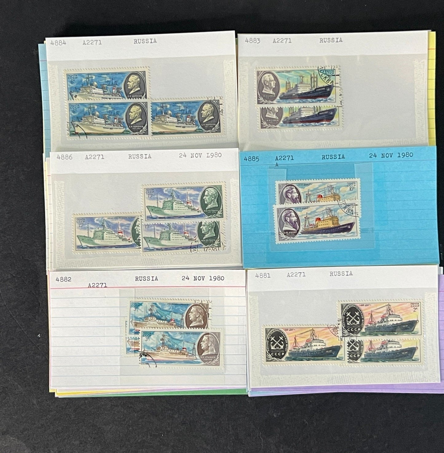 Russia Stamp Collection Dealer Cards Mint/Used Mix $46 CV ZAYIX