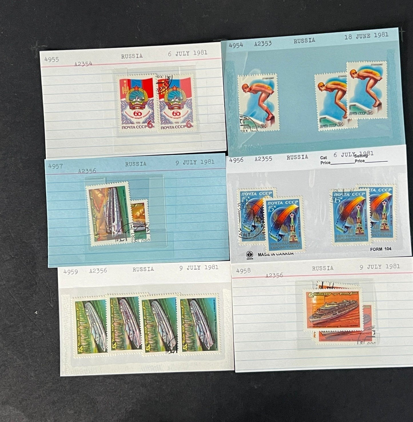 Russia Stamp Collection Dealer Cards Mint/Used Mix $46 CV ZAYIX