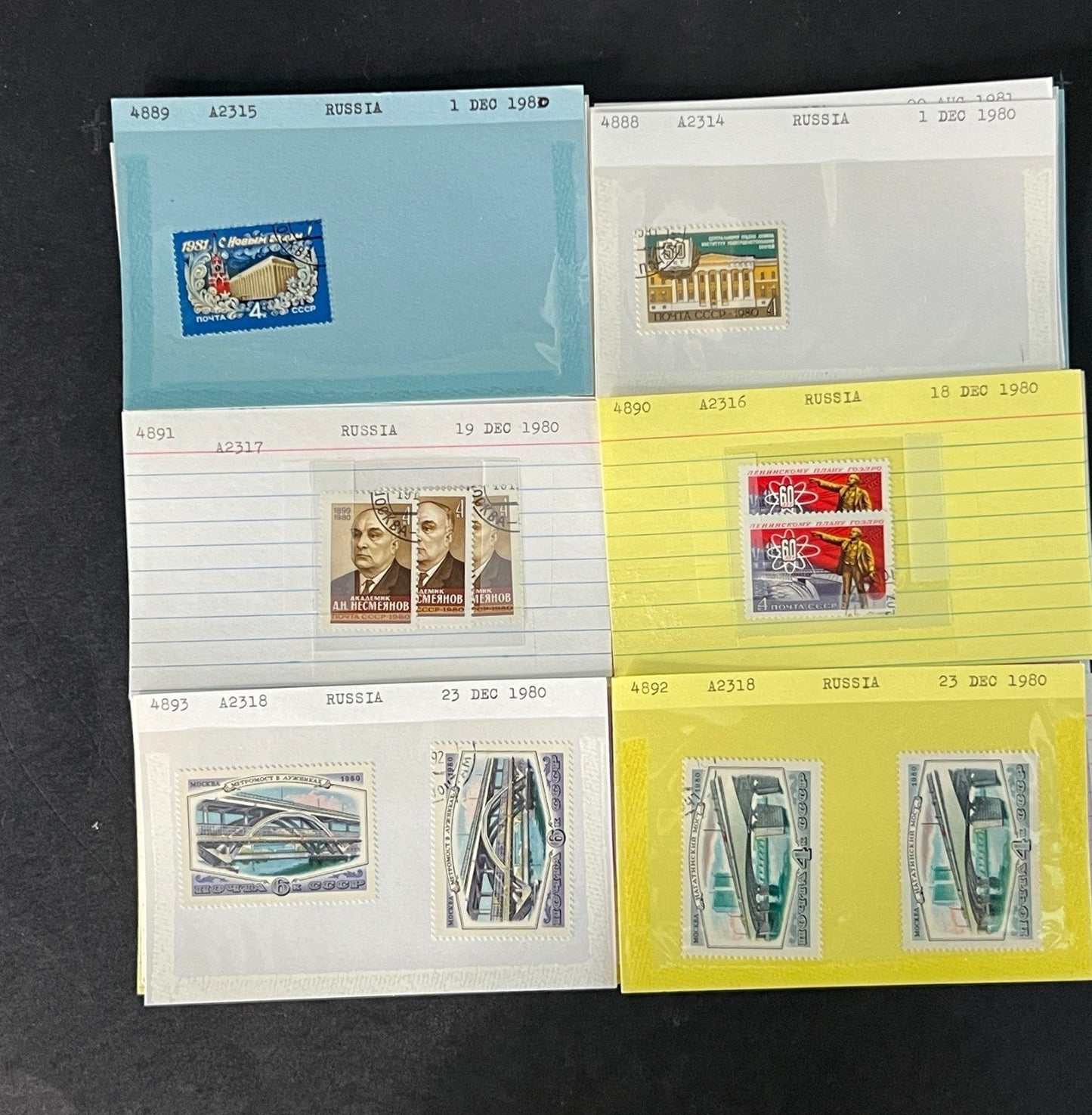 Russia Stamp Collection Dealer Cards Mint/Used Mix $46 CV ZAYIX