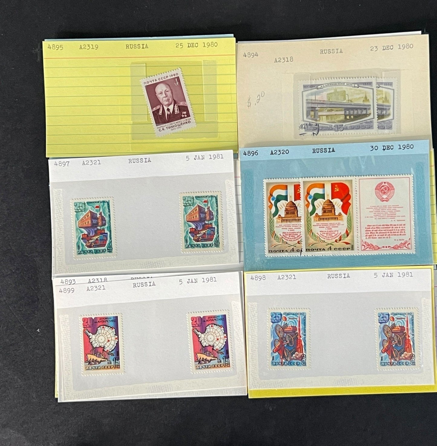 Russia Stamp Collection Dealer Cards Mint/Used Mix $46 CV ZAYIX