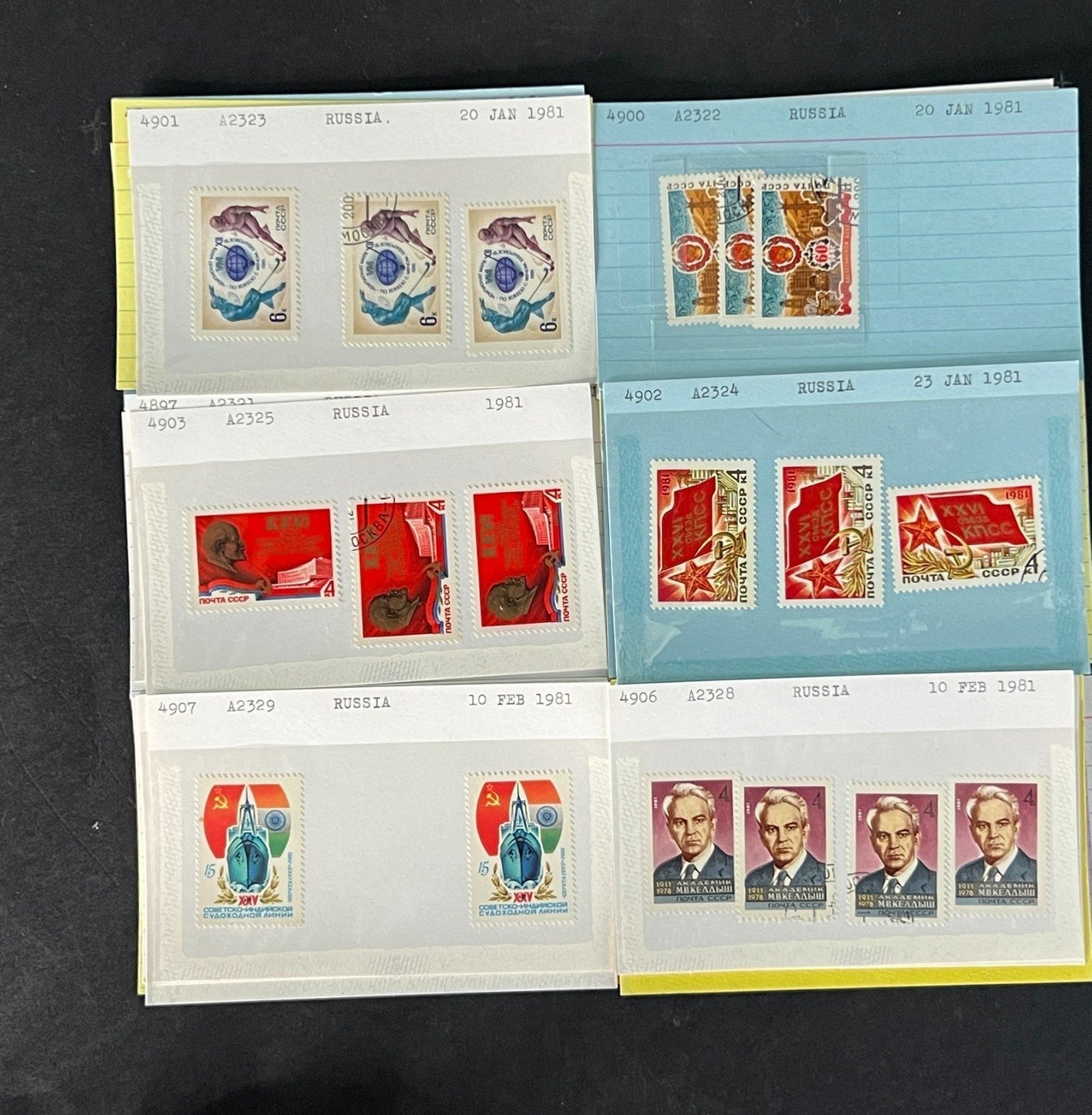 Russia Stamp Collection Dealer Cards Mint/Used Mix $46 CV ZAYIX