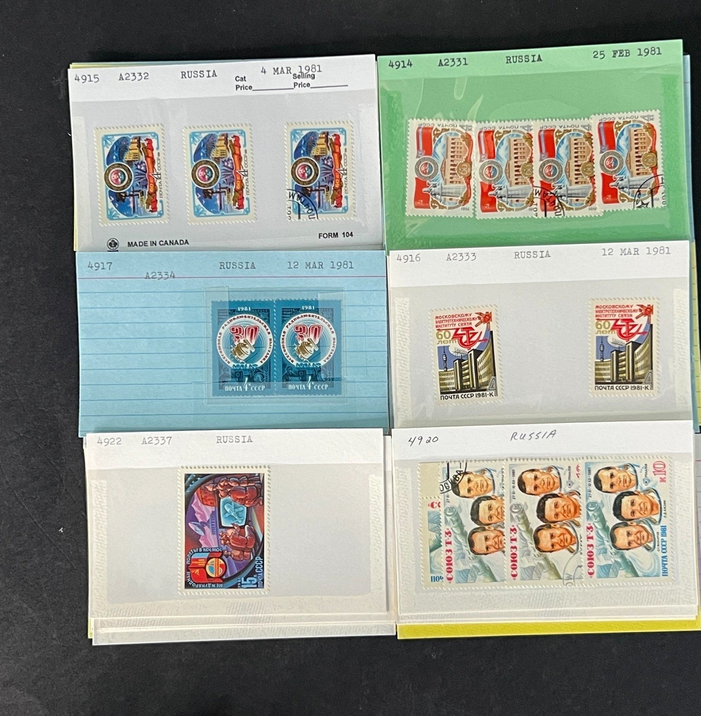 Russia Stamp Collection Dealer Cards Mint/Used Mix $46 CV ZAYIX