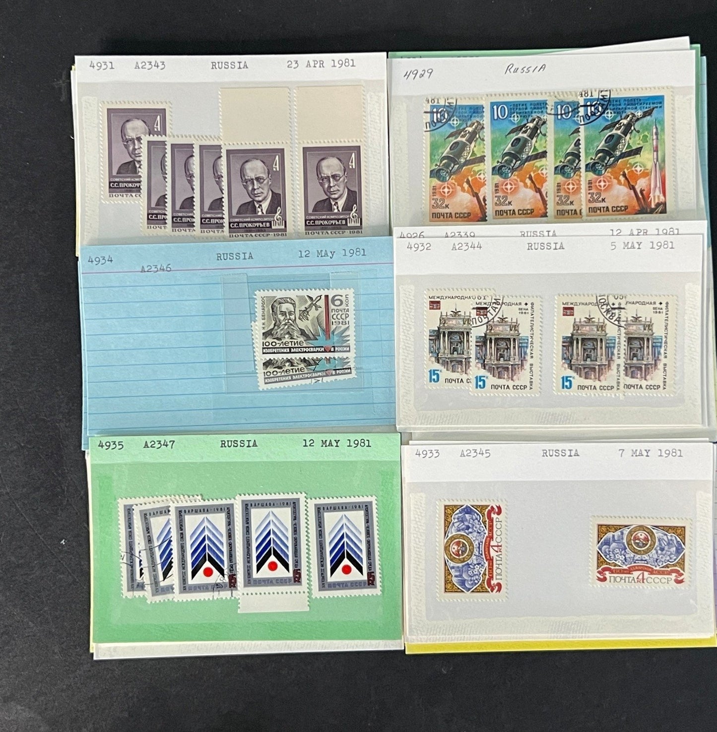 Russia Stamp Collection Dealer Cards Mint/Used Mix $46 CV ZAYIX