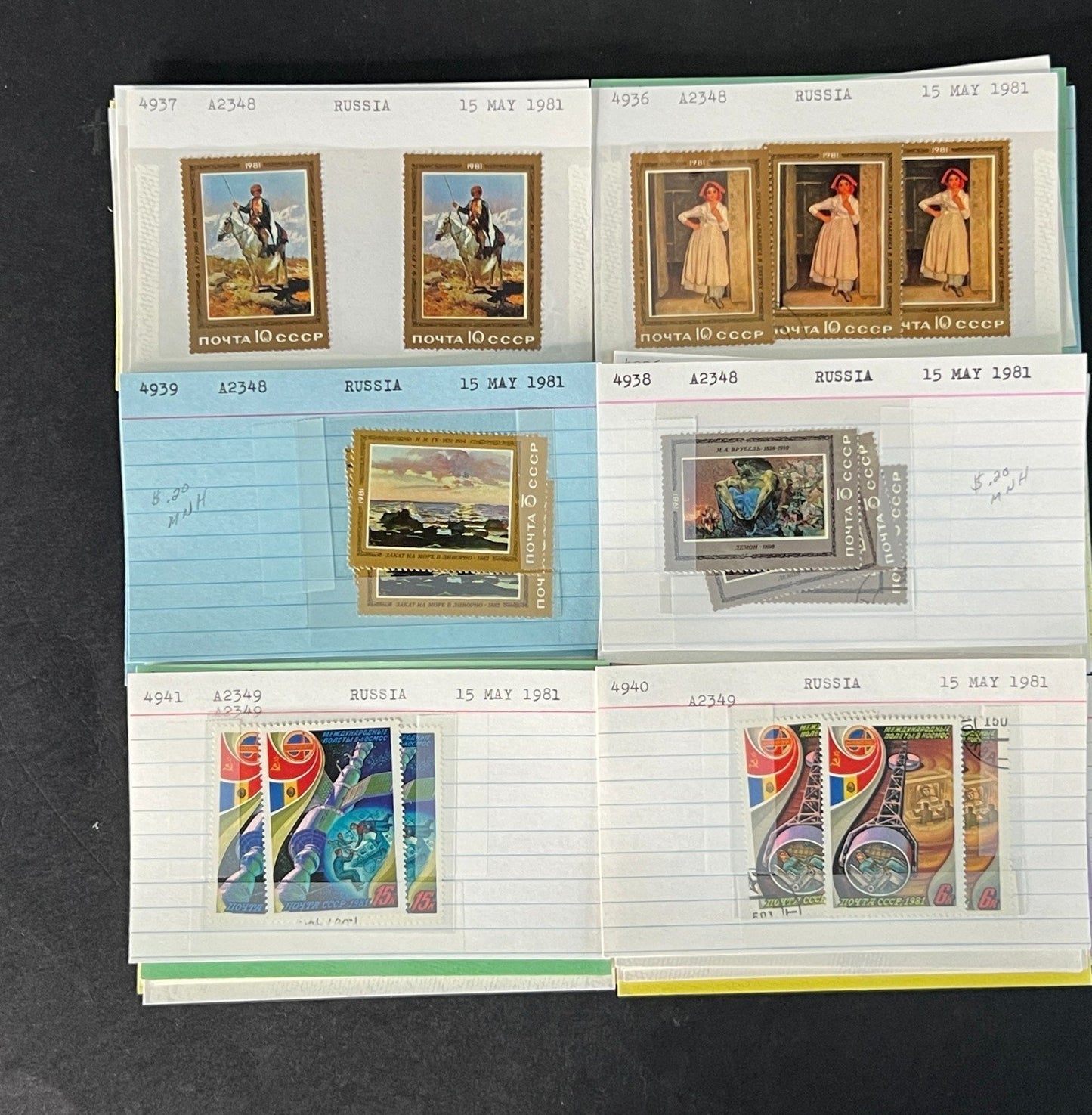 Russia Stamp Collection Dealer Cards Mint/Used Mix $46 CV ZAYIX