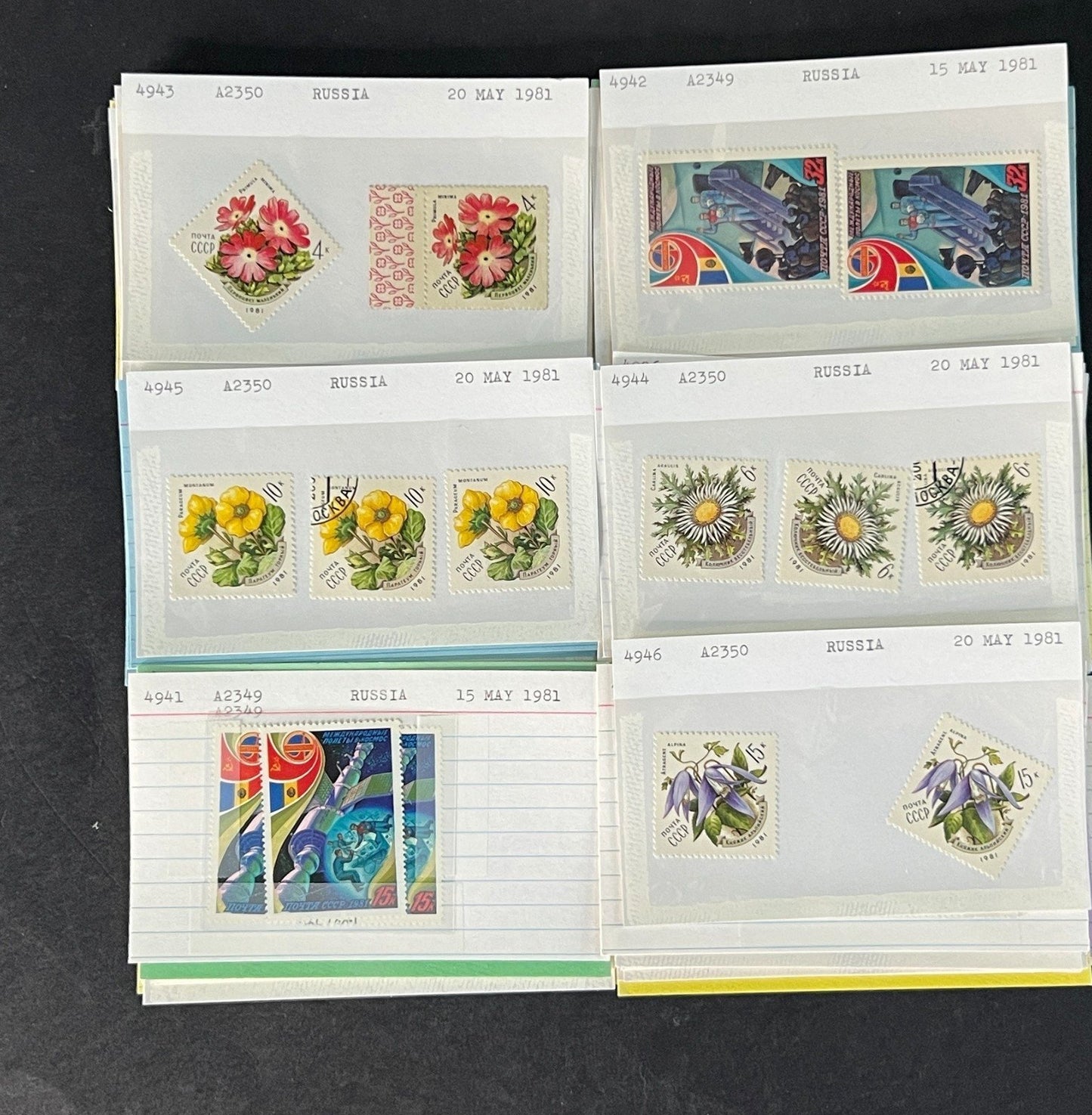 Russia Stamp Collection Dealer Cards Mint/Used Mix $46 CV ZAYIX