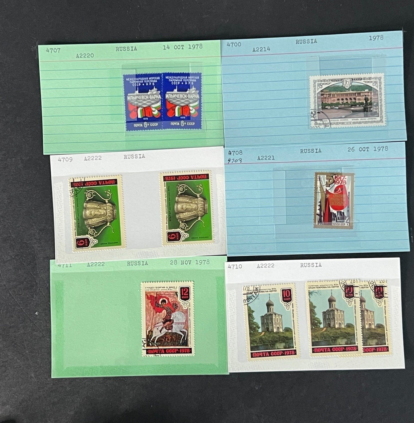 Russia Stamp Collection Dealer Cards Mint/Used Mix $46 CV ZAYIX