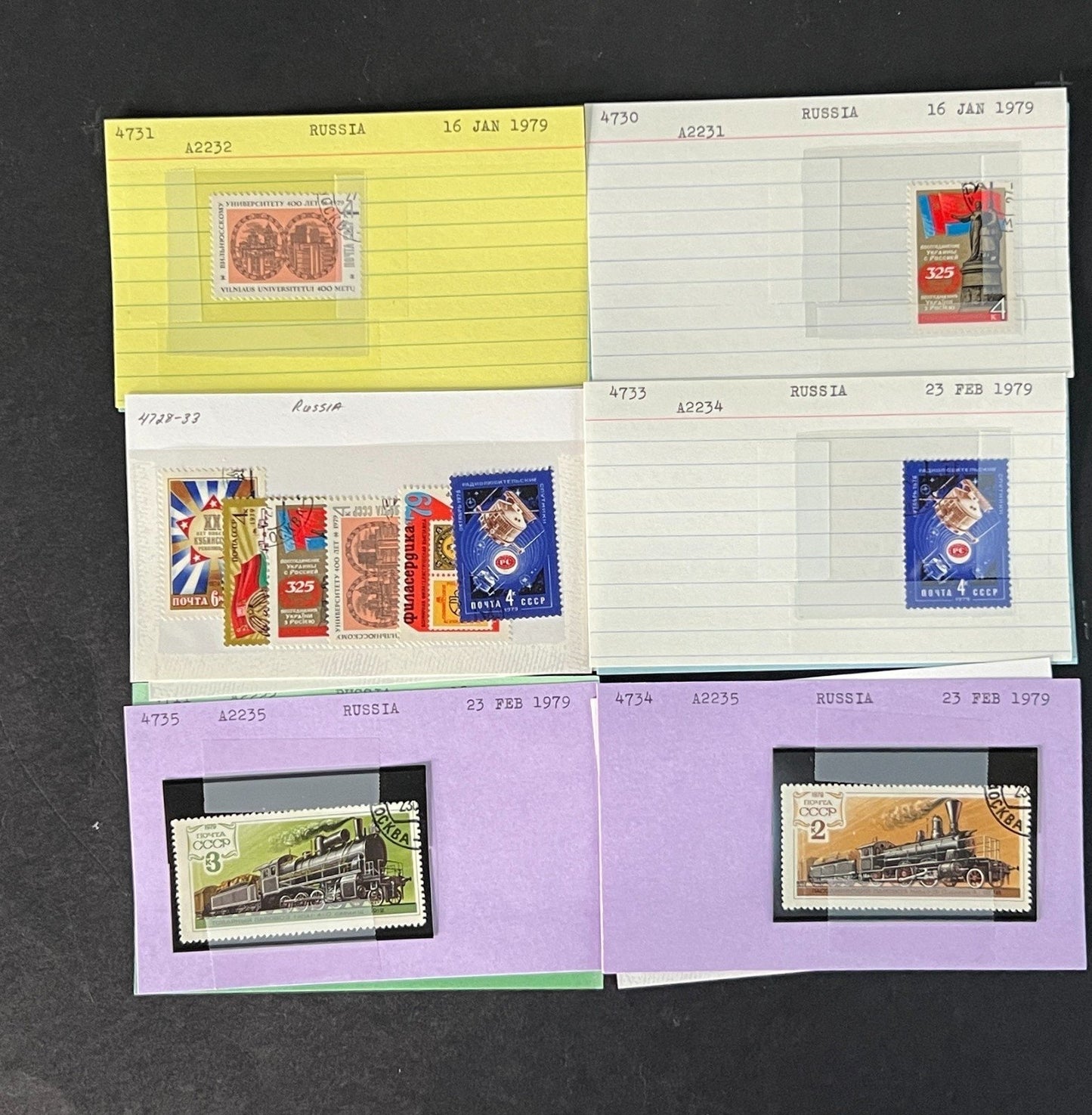 Russia Stamp Collection Dealer Cards Mint/Used Mix $46 CV ZAYIX