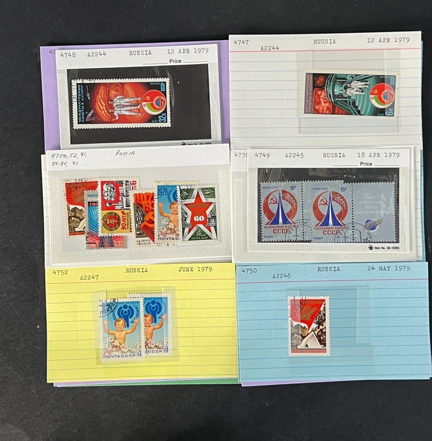 Russia Stamp Collection Dealer Cards Mint/Used Mix $46 CV ZAYIX