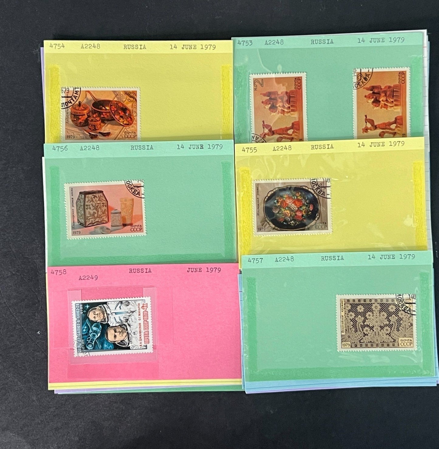 Russia Stamp Collection Dealer Cards Mint/Used Mix $46 CV ZAYIX