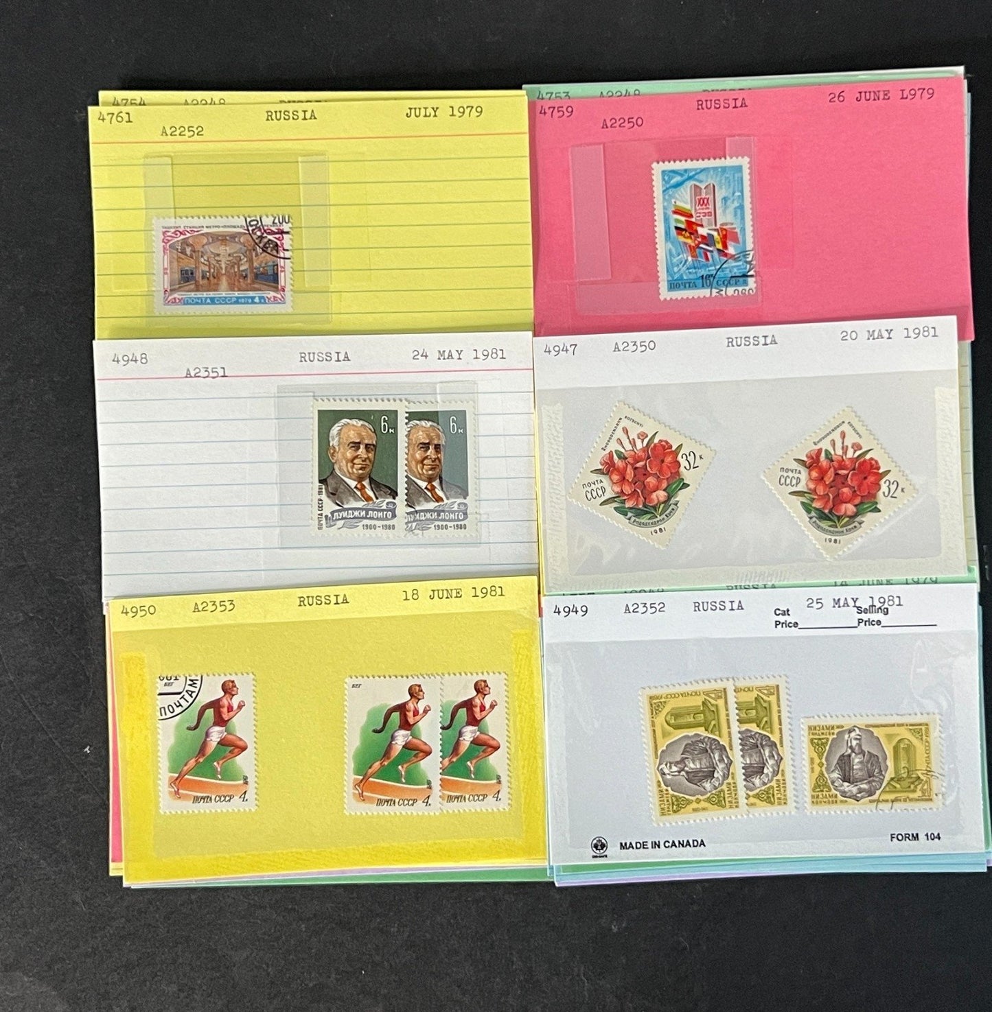 Russia Stamp Collection Dealer Cards Mint/Used Mix $46 CV ZAYIX