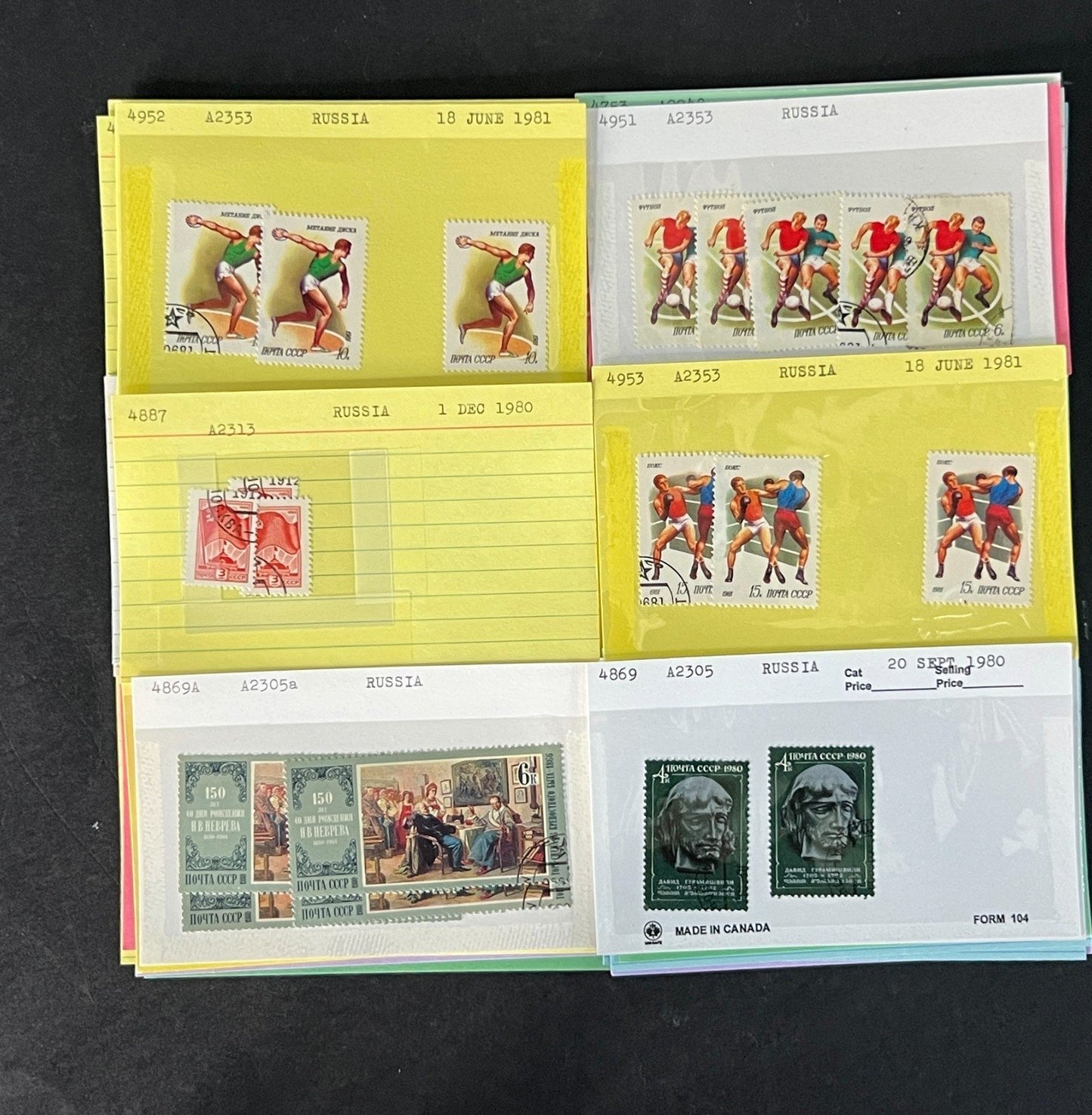 Russia Stamp Collection Dealer Cards Mint/Used Mix $46 CV ZAYIX