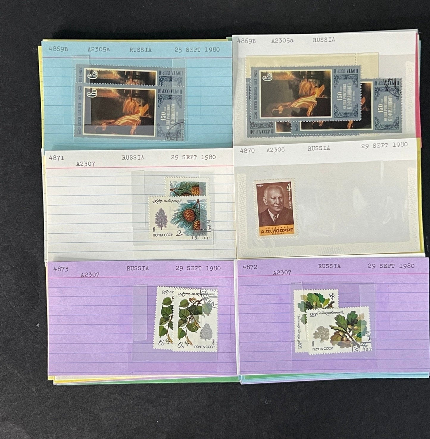 Russia Stamp Collection Dealer Cards Mint/Used Mix $46 CV ZAYIX