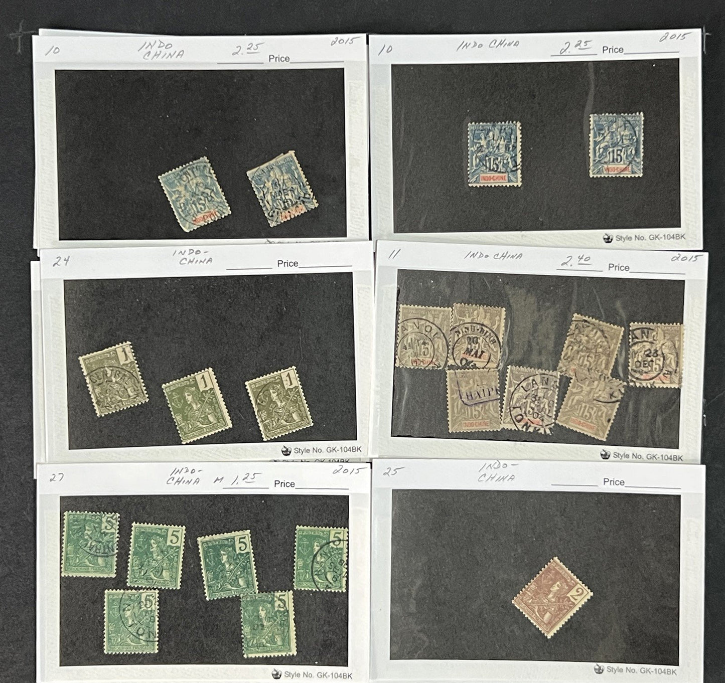 Indo China Stamp Collection on Dealer Cards $241 CV Mint & Used ZAYIX