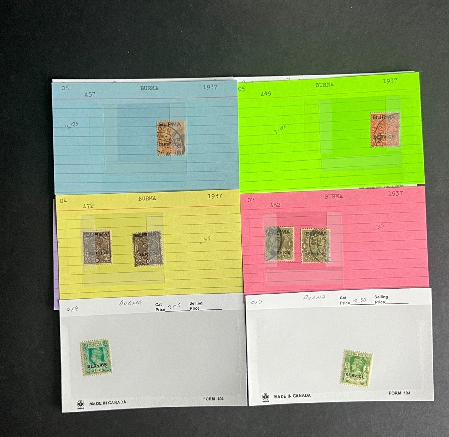 Burma Stamp Collection Dealer Cards $248 CV Mint & Used ZAYIX
