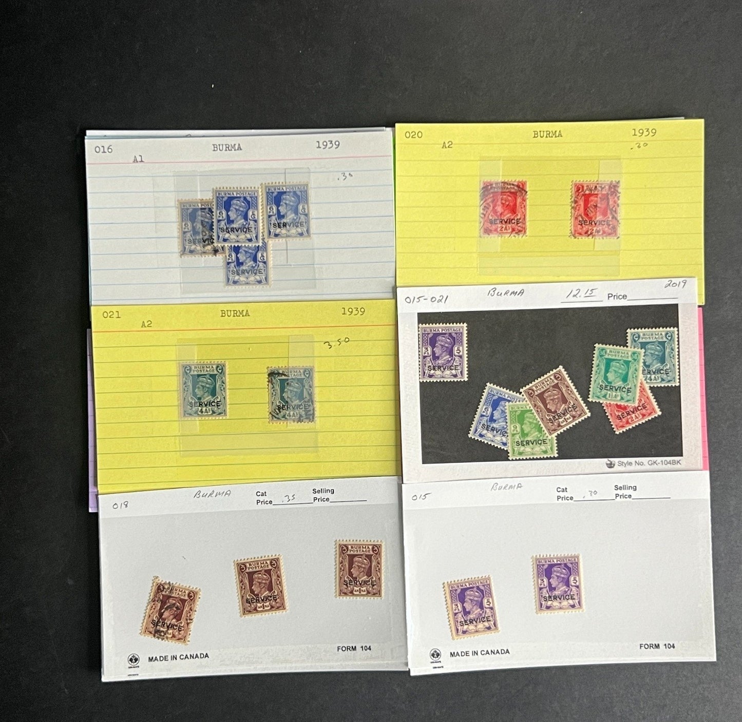 Burma Stamp Collection Dealer Cards $248 CV Mint & Used ZAYIX