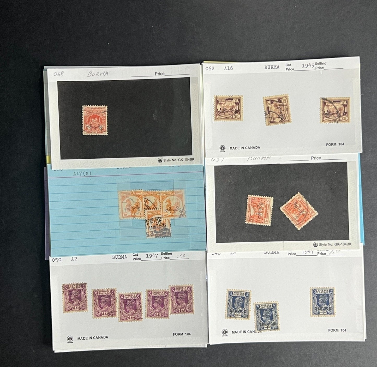 Burma Stamp Collection Dealer Cards $248 CV Mint & Used ZAYIX