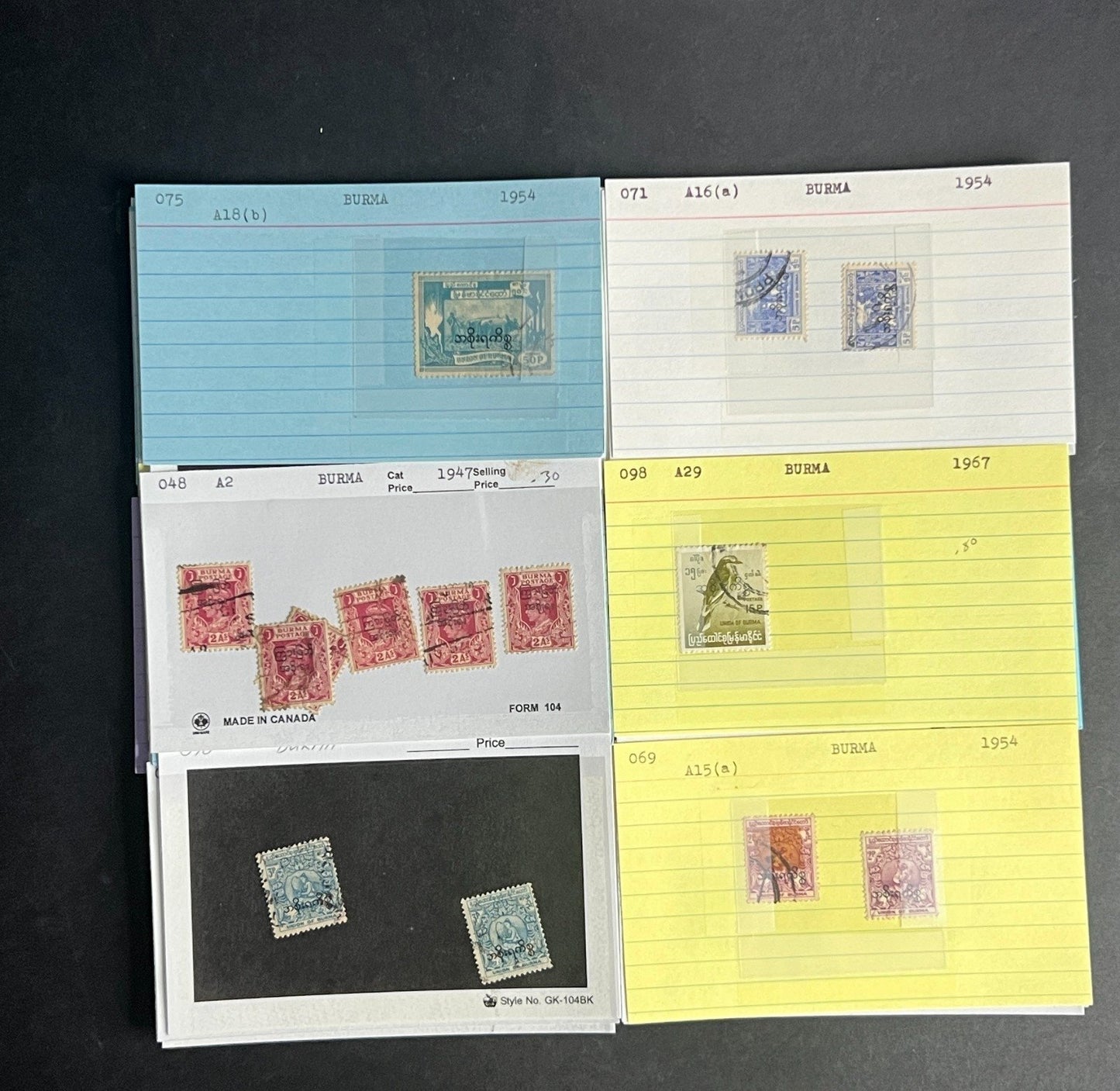 Burma Stamp Collection Dealer Cards $248 CV Mint & Used ZAYIX