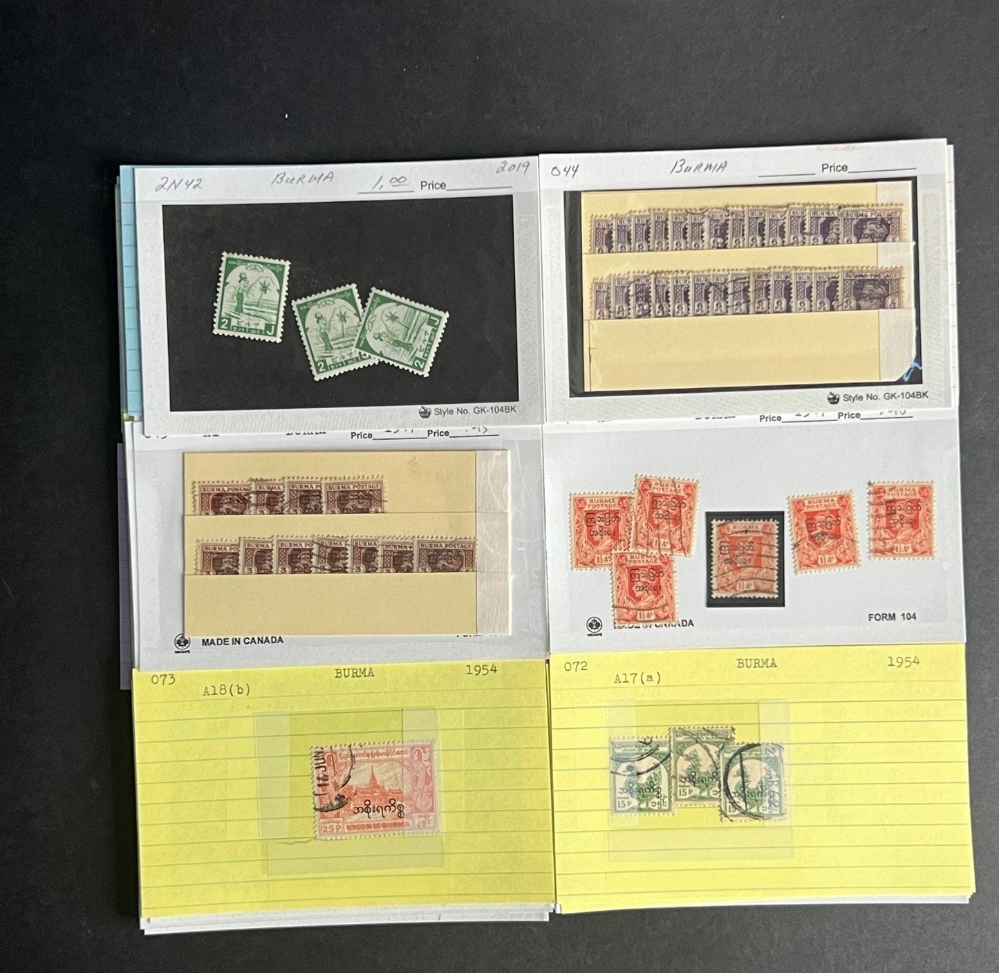 Burma Stamp Collection Dealer Cards $248 CV Mint & Used ZAYIX