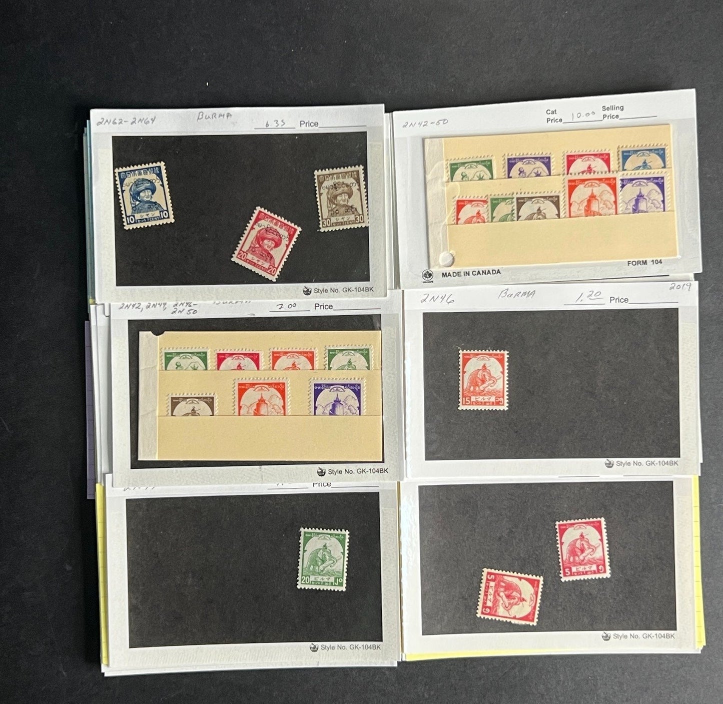 Burma Stamp Collection Dealer Cards $248 CV Mint & Used ZAYIX