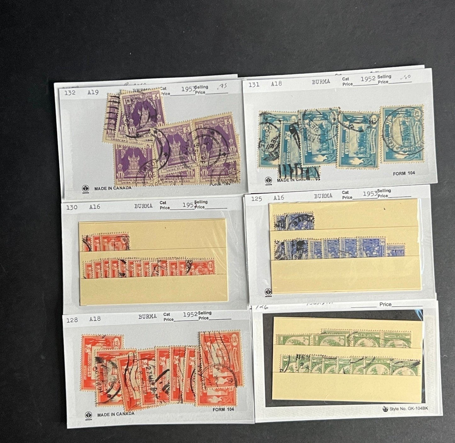 Burma Stamp Collection Dealer Cards $248 CV Mint & Used ZAYIX