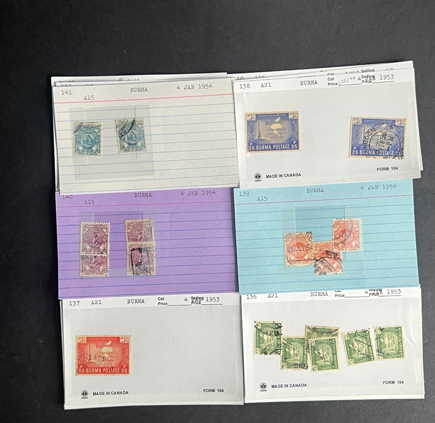 Burma Stamp Collection Dealer Cards $248 CV Mint & Used ZAYIX
