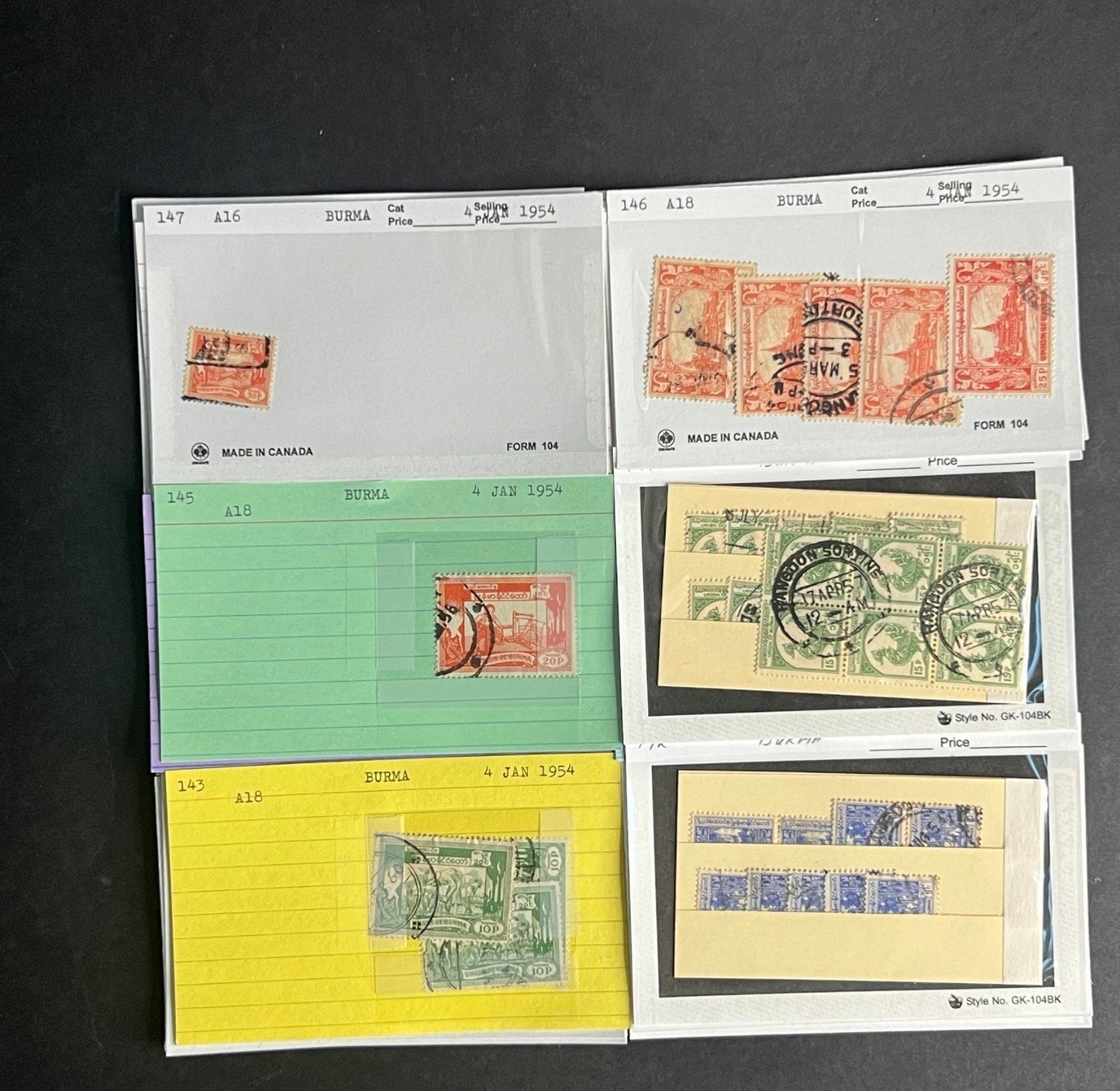 Burma Stamp Collection Dealer Cards $248 CV Mint & Used ZAYIX
