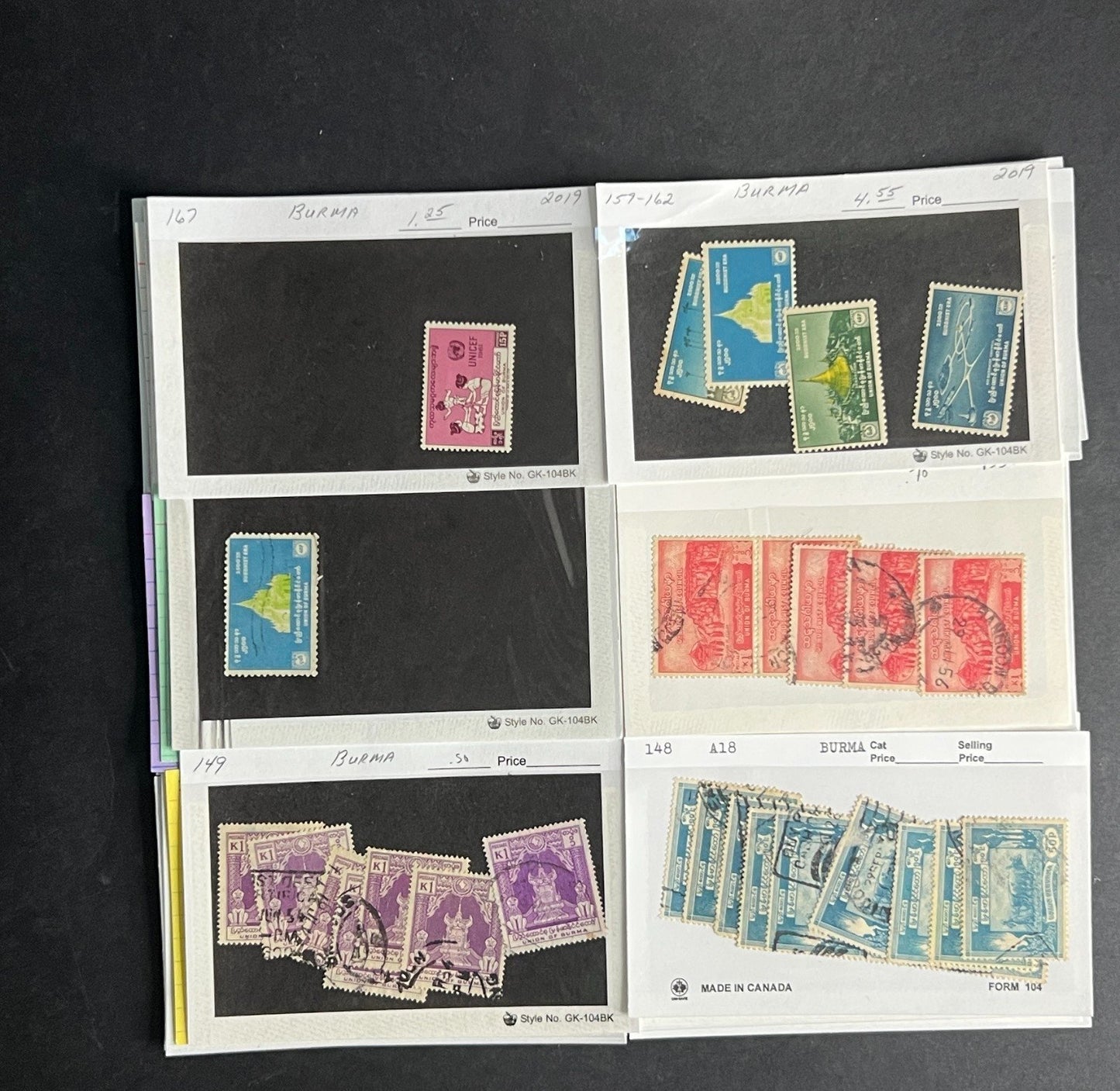 Burma Stamp Collection Dealer Cards $248 CV Mint & Used ZAYIX