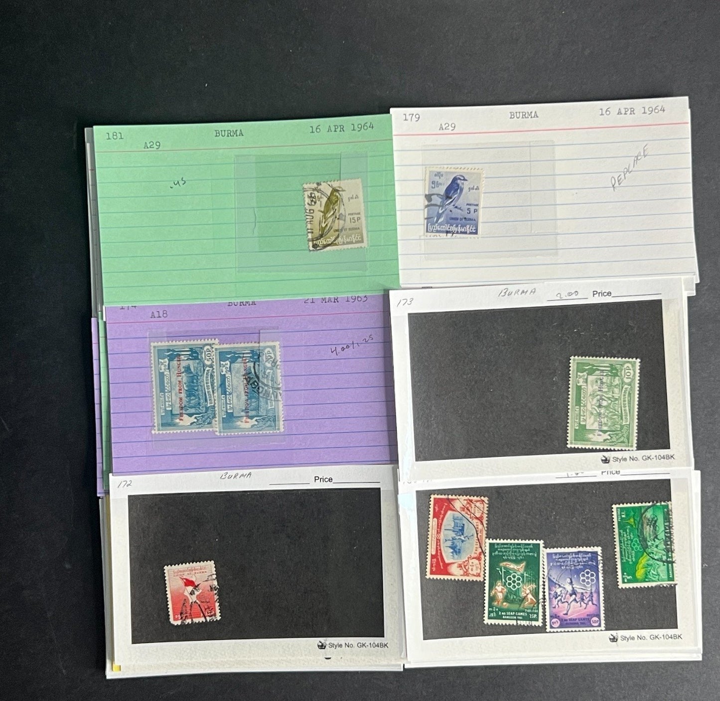 Burma Stamp Collection Dealer Cards $248 CV Mint & Used ZAYIX