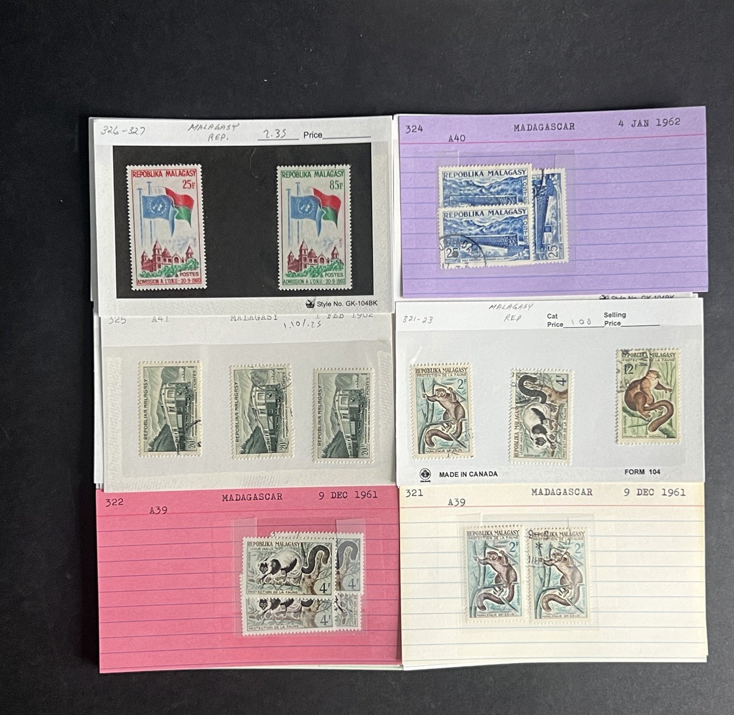 Madagascar & Malagasy Stamp Collection Dealer Cards $226 CV Mint & Used ZAYIX