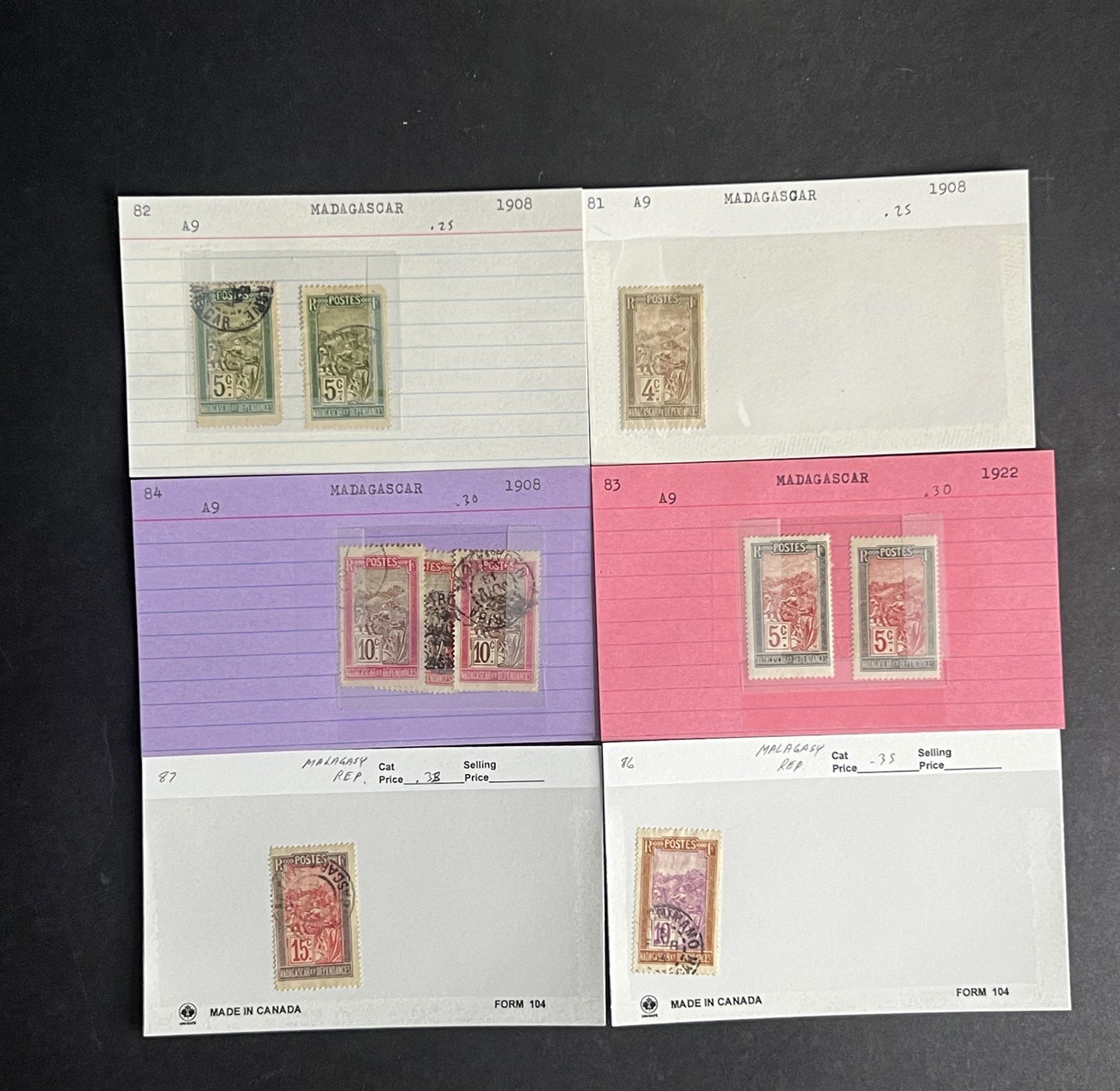 Madagascar & Malagasy Stamp Collection Dealer Cards $226 CV Mint & Used ZAYIX