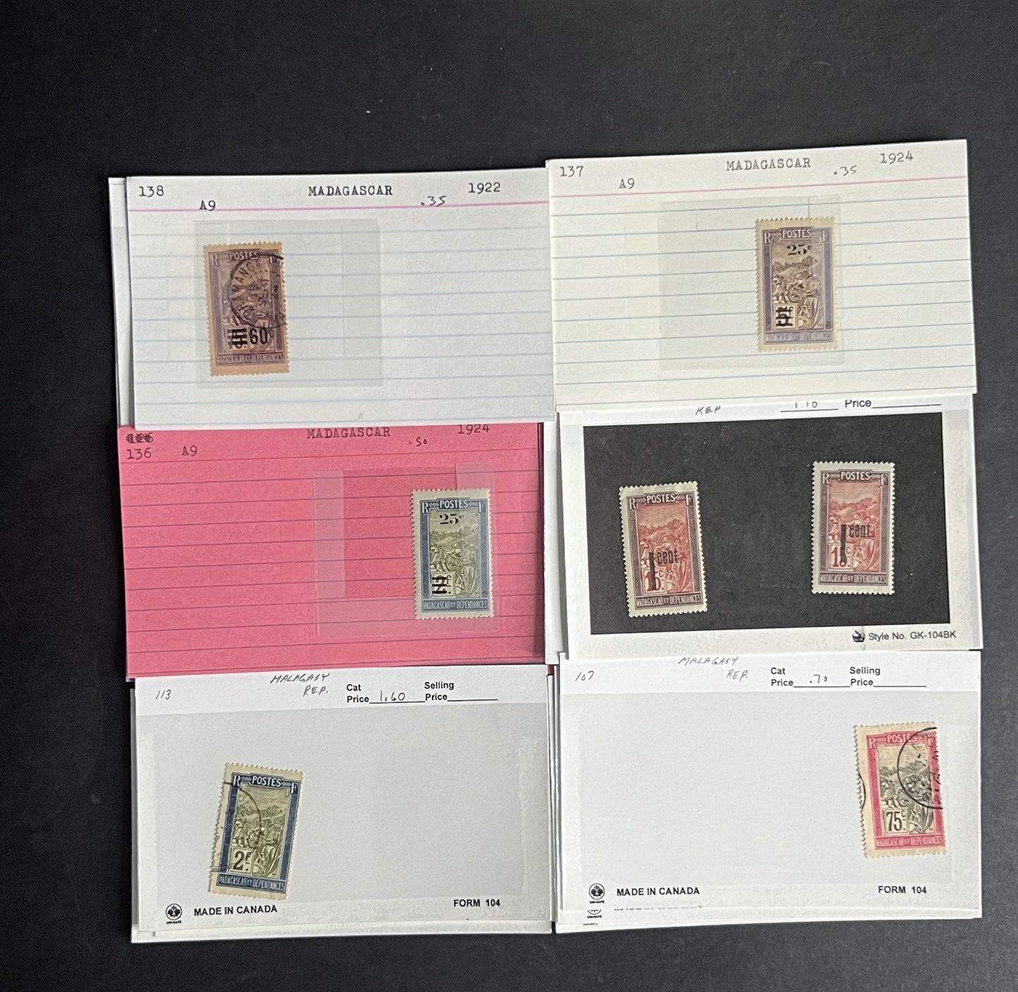 Madagascar & Malagasy Stamp Collection Dealer Cards $226 CV Mint & Used ZAYIX