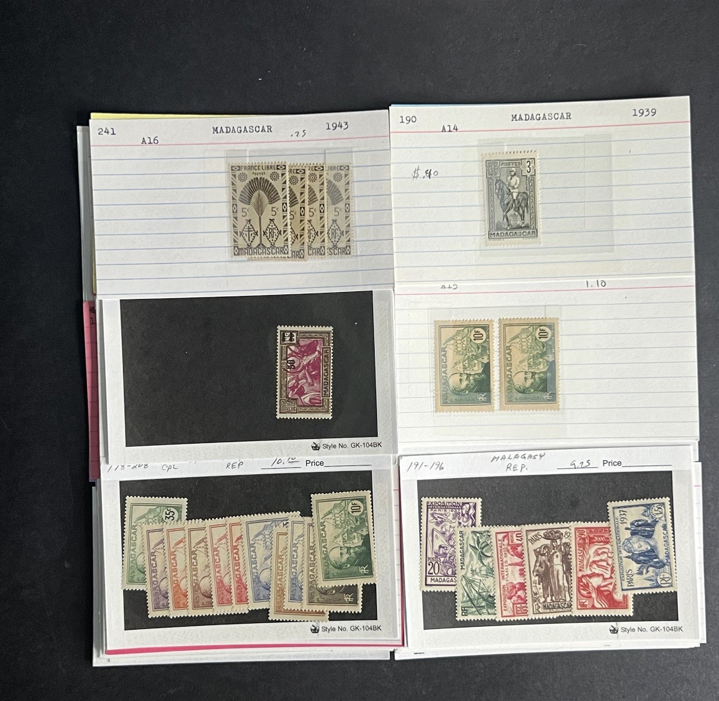 Madagascar & Malagasy Stamp Collection Dealer Cards $226 CV Mint & Used ZAYIX