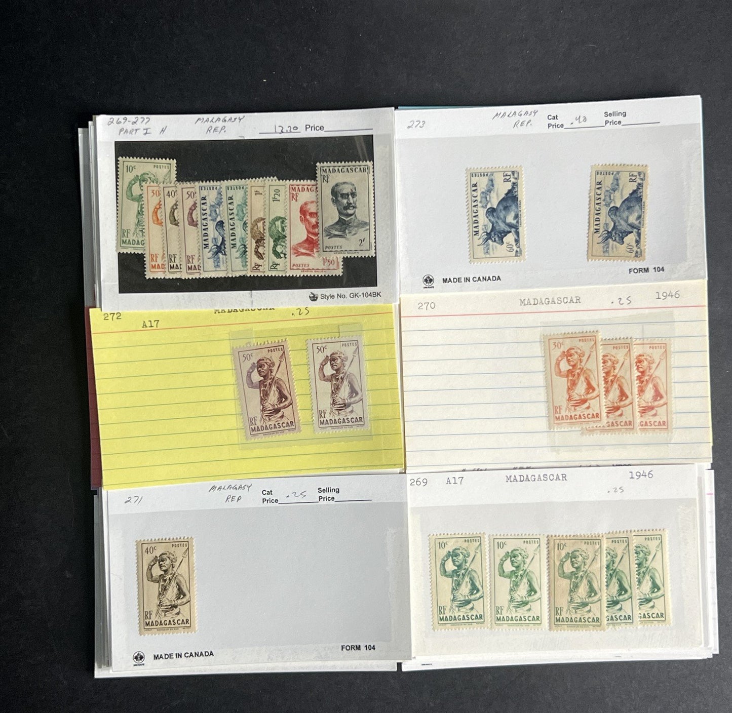 Madagascar & Malagasy Stamp Collection Dealer Cards $226 CV Mint & Used ZAYIX