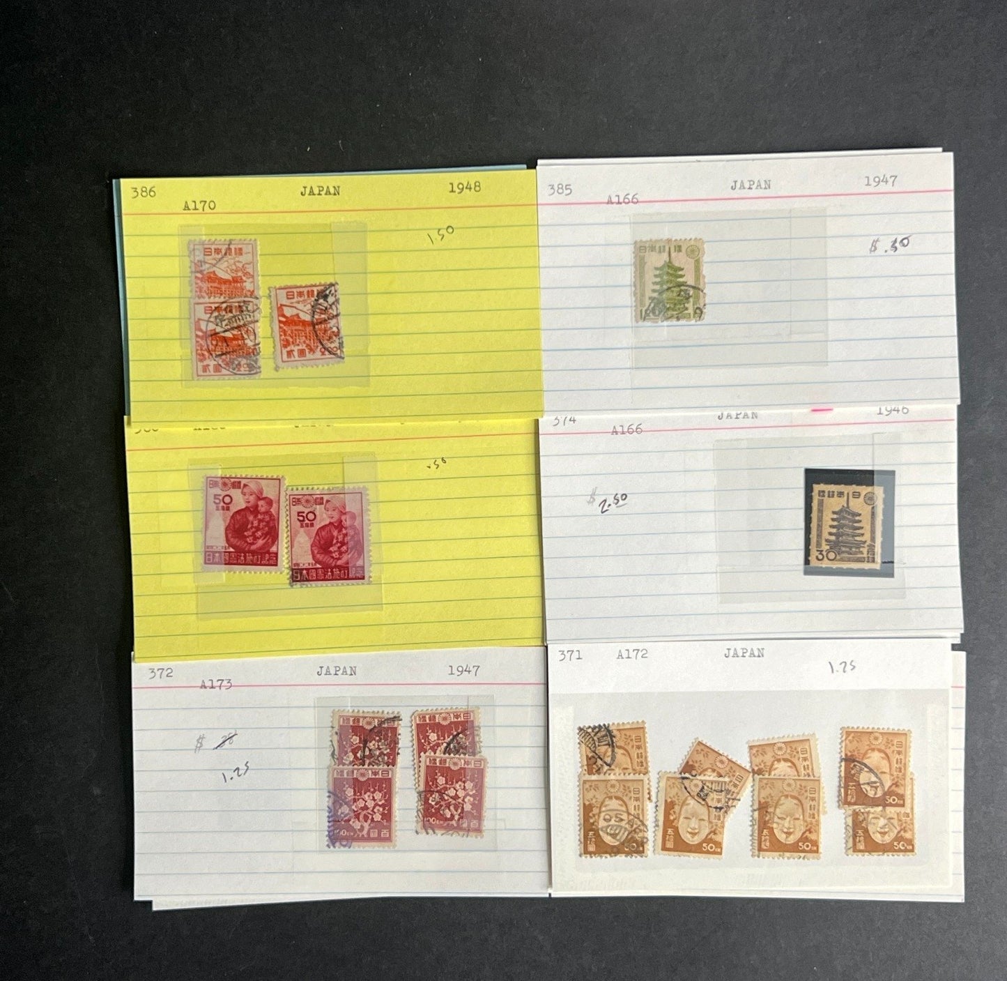 Japan Stamp Collection Dealer Cards $345 CV Mint & Used ZAYIX