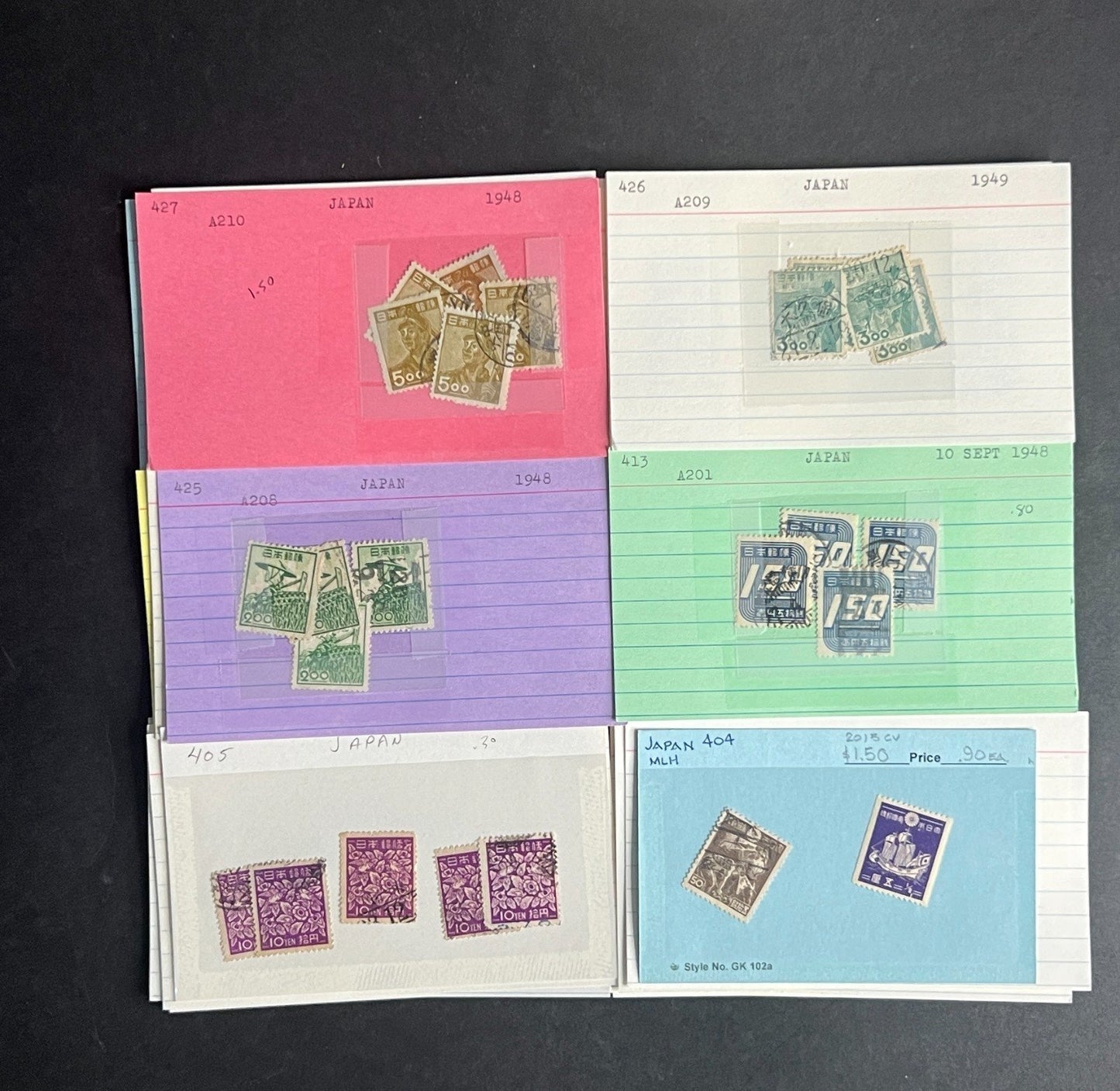 Japan Stamp Collection Dealer Cards $345 CV Mint & Used ZAYIX