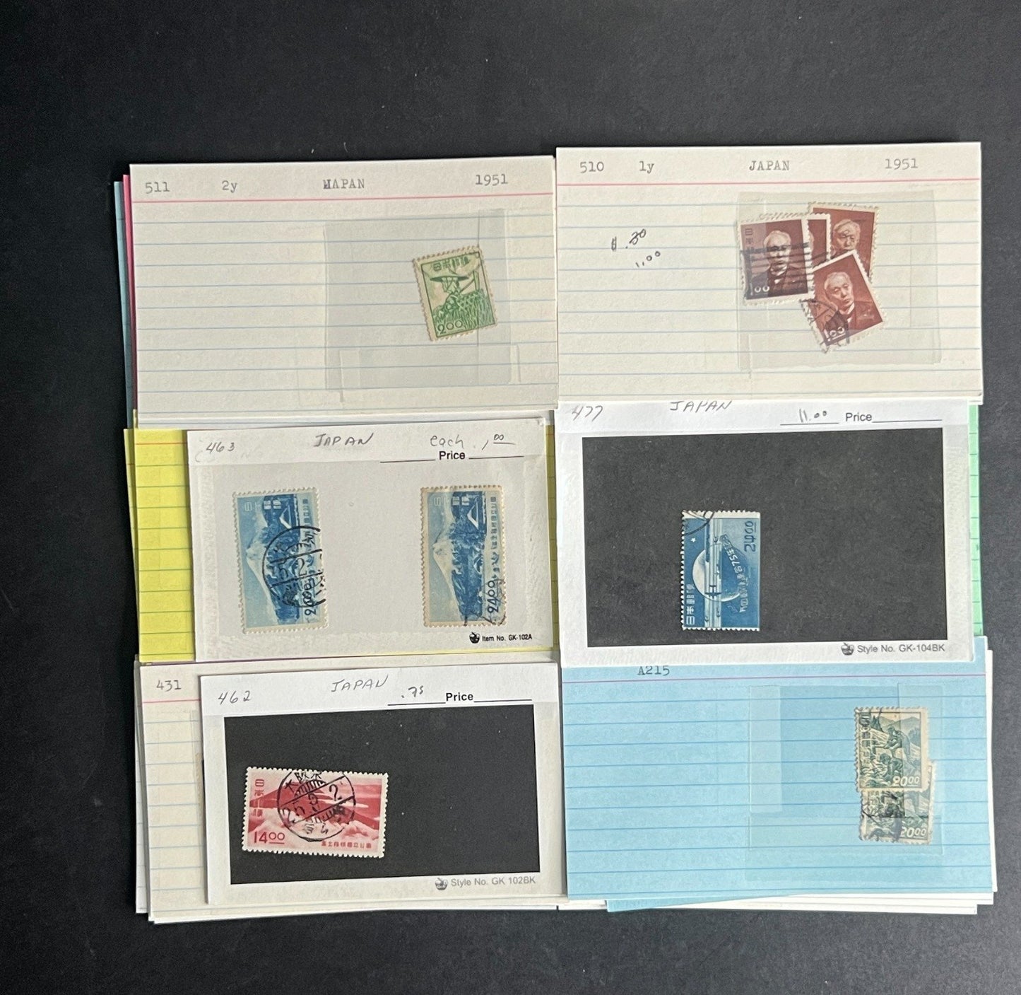 Japan Stamp Collection Dealer Cards $345 CV Mint & Used ZAYIX