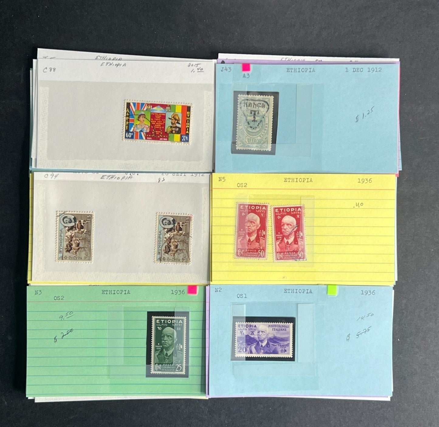 Ethiopia Stamp Collection Dealer Cards $311 CV Mint & Used ZAYIX