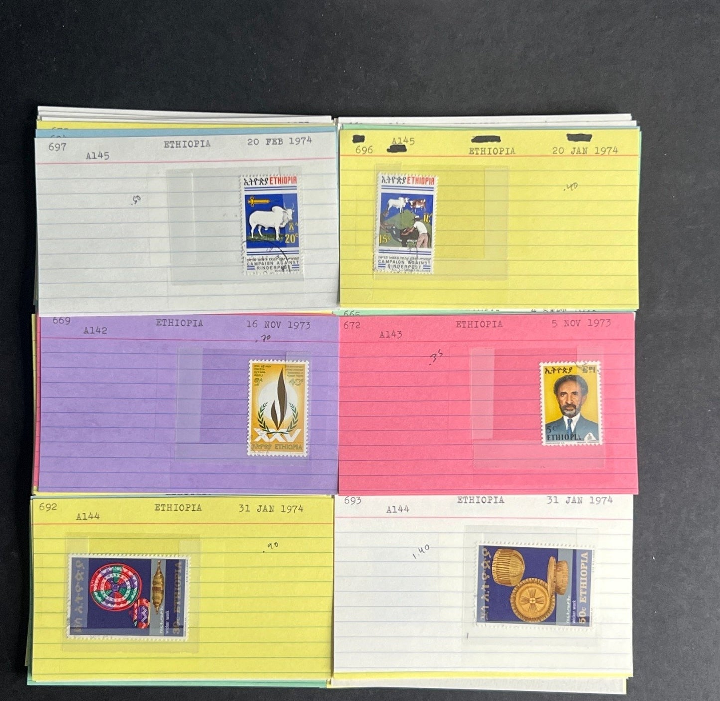 Ethiopia Stamp Collection Dealer Cards $311 CV Mint & Used ZAYIX